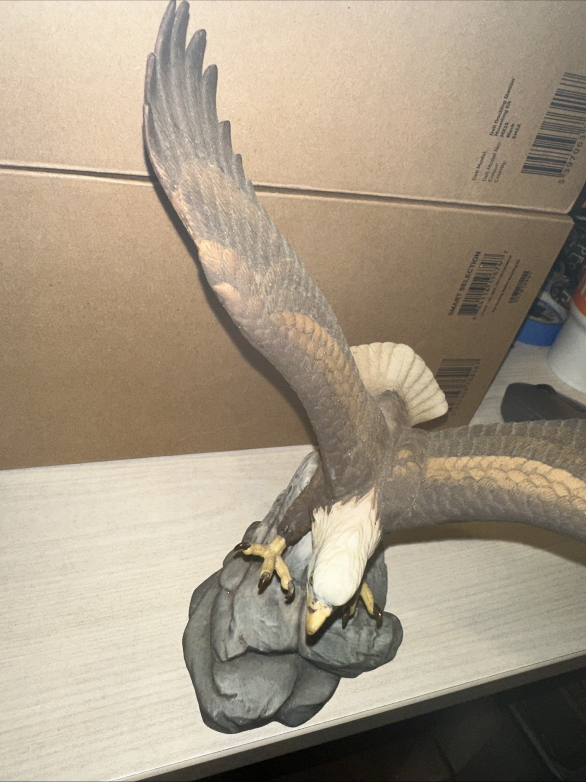 Vintage 1983 Andrea by Sadek Bald Eagle Porcelain 10” Figurine #6955 Statue Desk