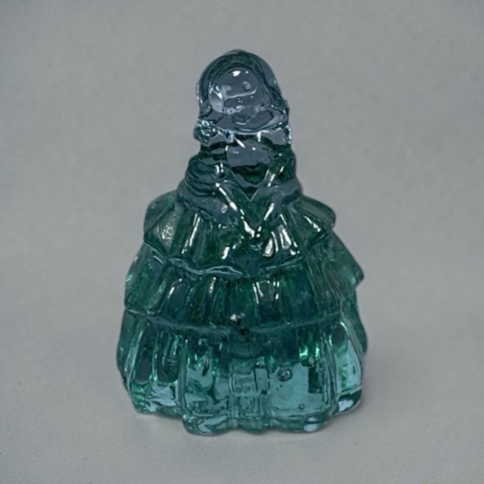 Boyd Art Glass Clear Blue / Teal Nancy Doll Lady Figurine B in Diamond 2 1/4″