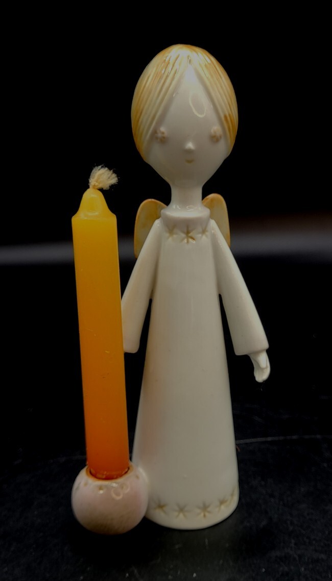 HTF!! Rare 1960s Aquincum Hungary Hand Painted Tall Angel Figural Candlestick…