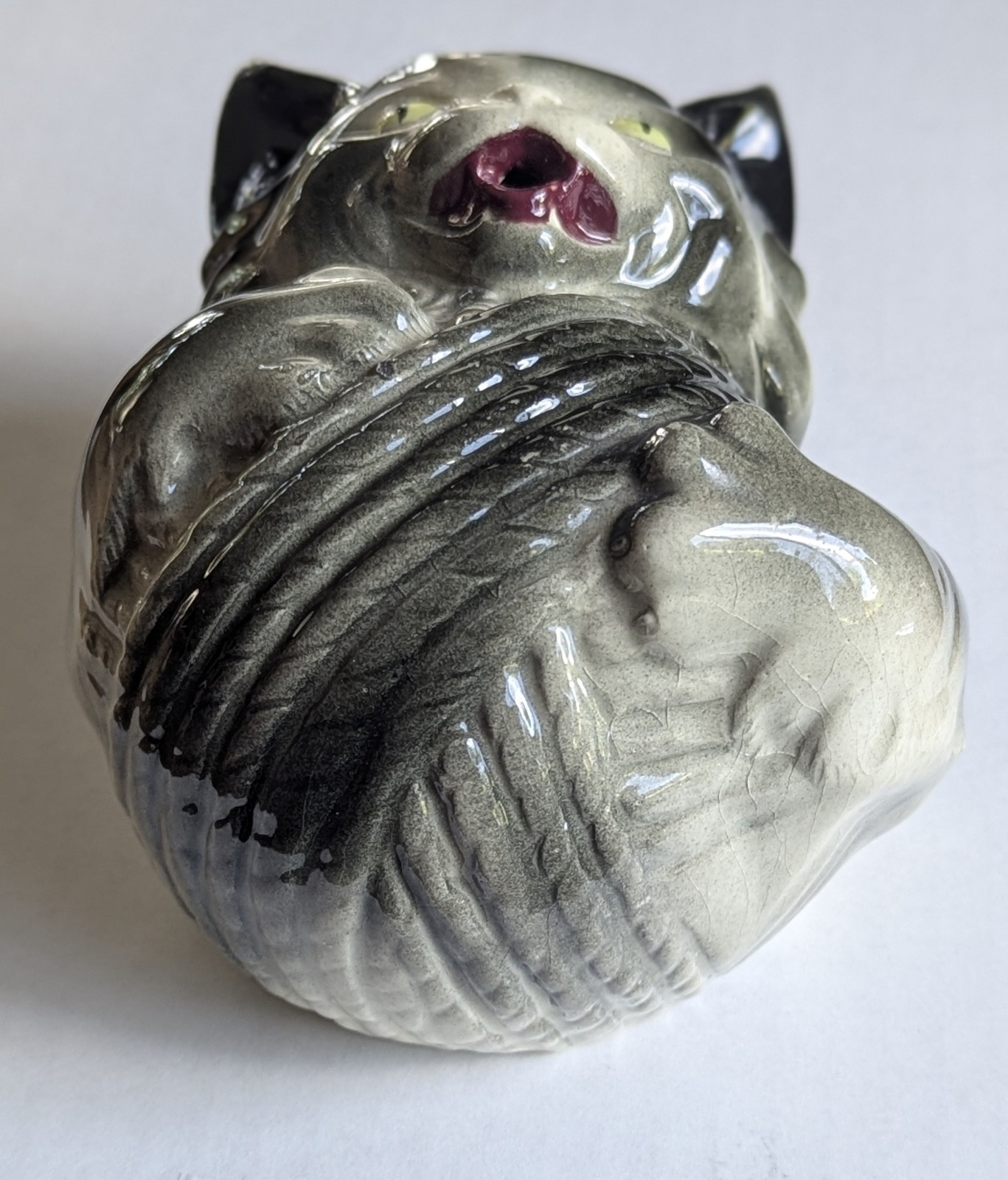 Vintage Scary Halloween Cat String Holder Ceramic 5.5″