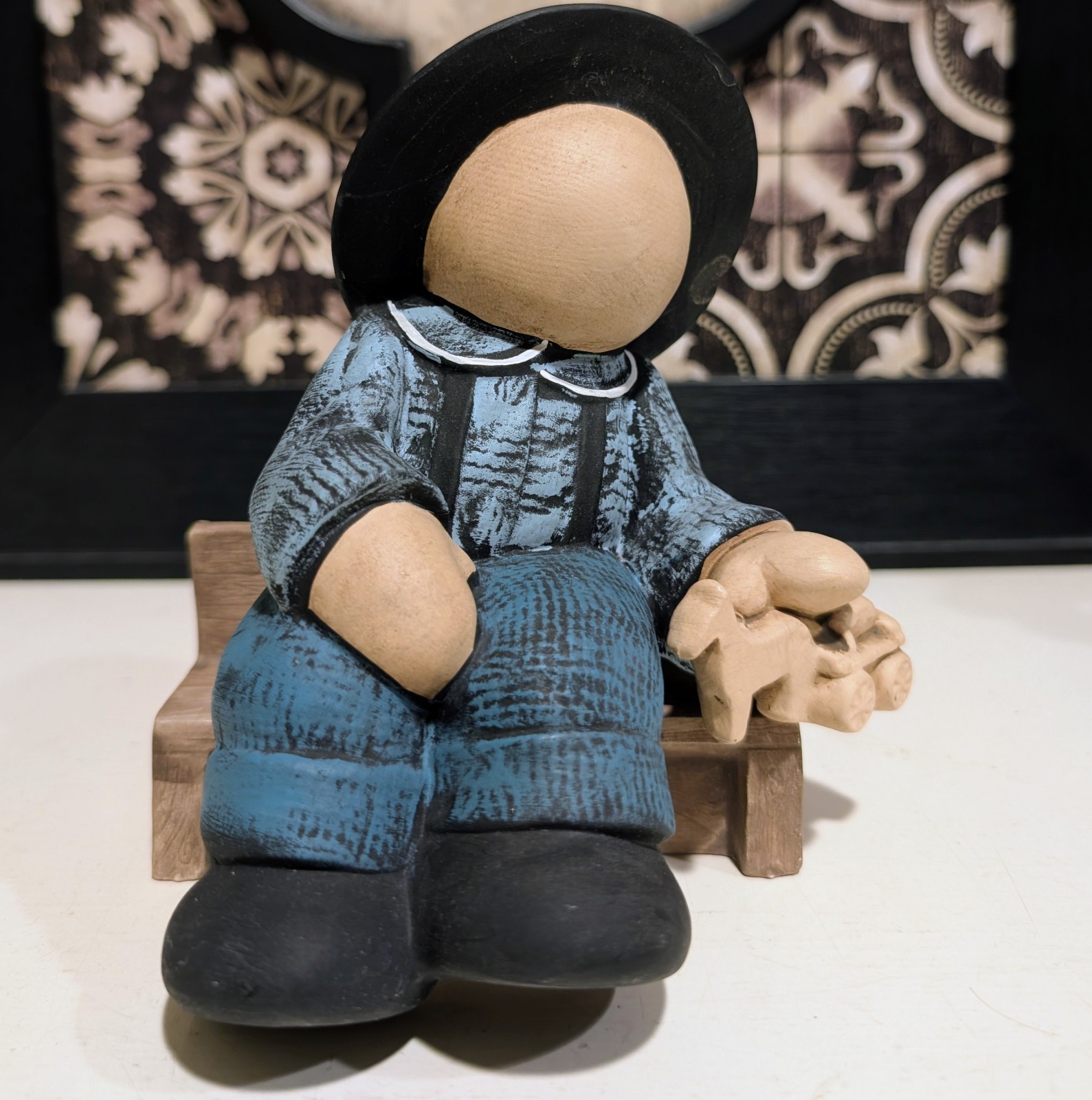 Vtg 1994 Home Interiors Faceless Amish Family Shelf Sitter Figurines Ceramic