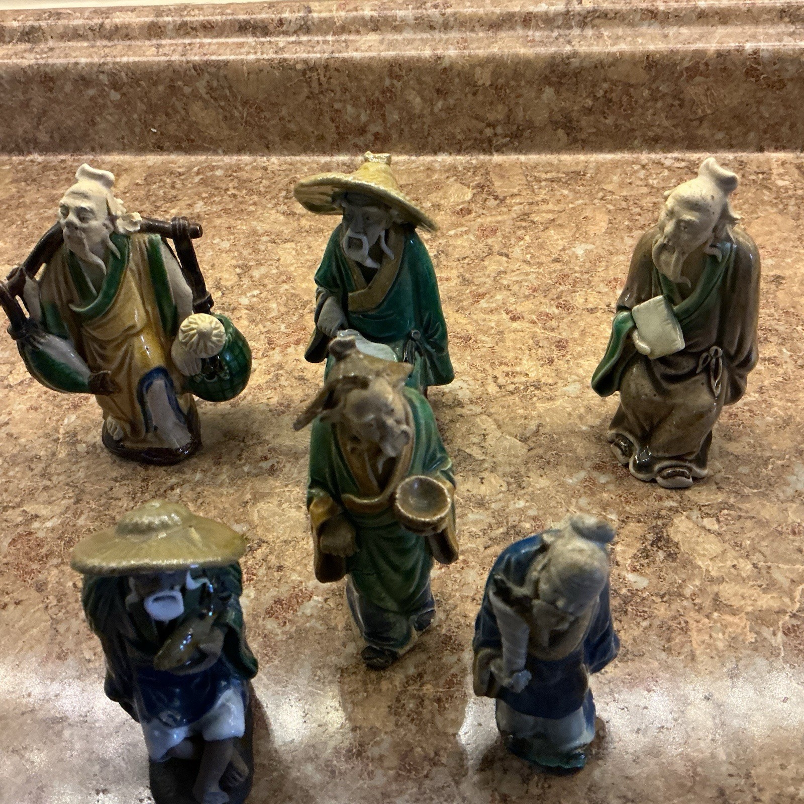 Vintage Handpainted Set Of Six Men Figurines From China ￼