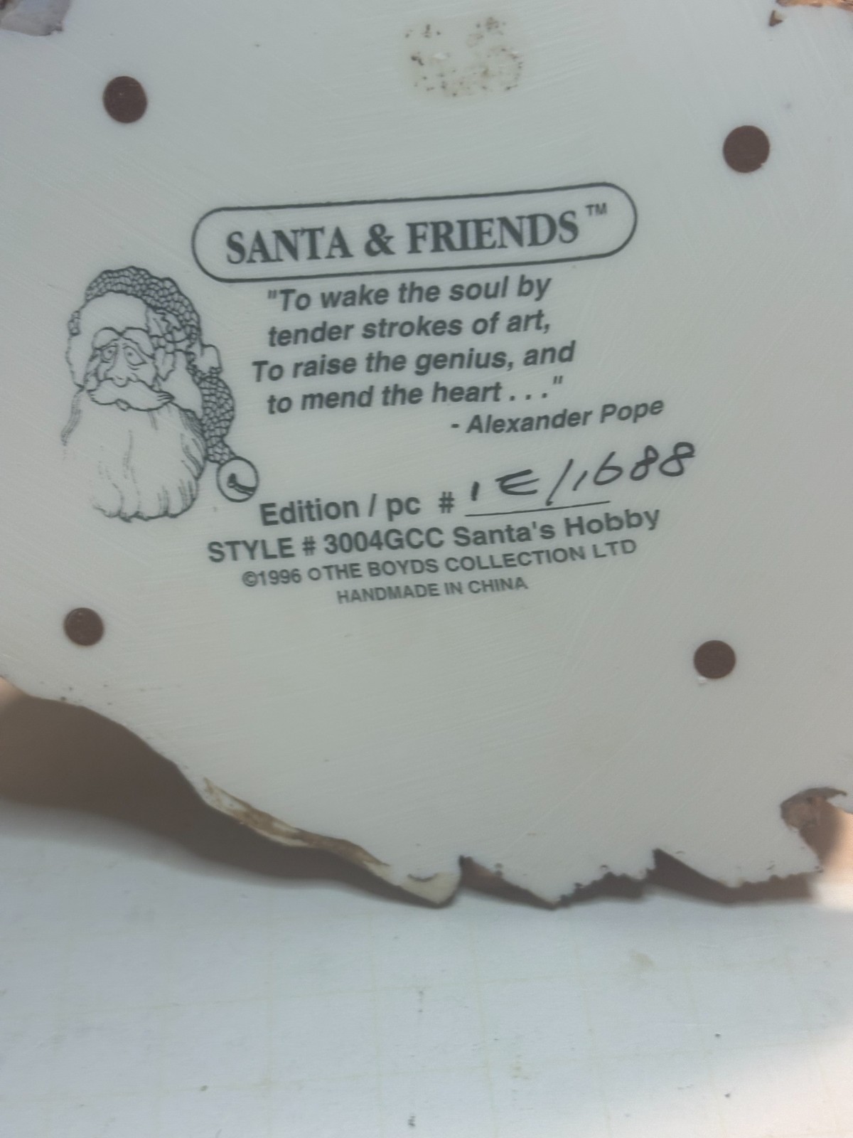 New Boyds Bear Santa & Friends Santa’s Hobby series Numbered on bottom