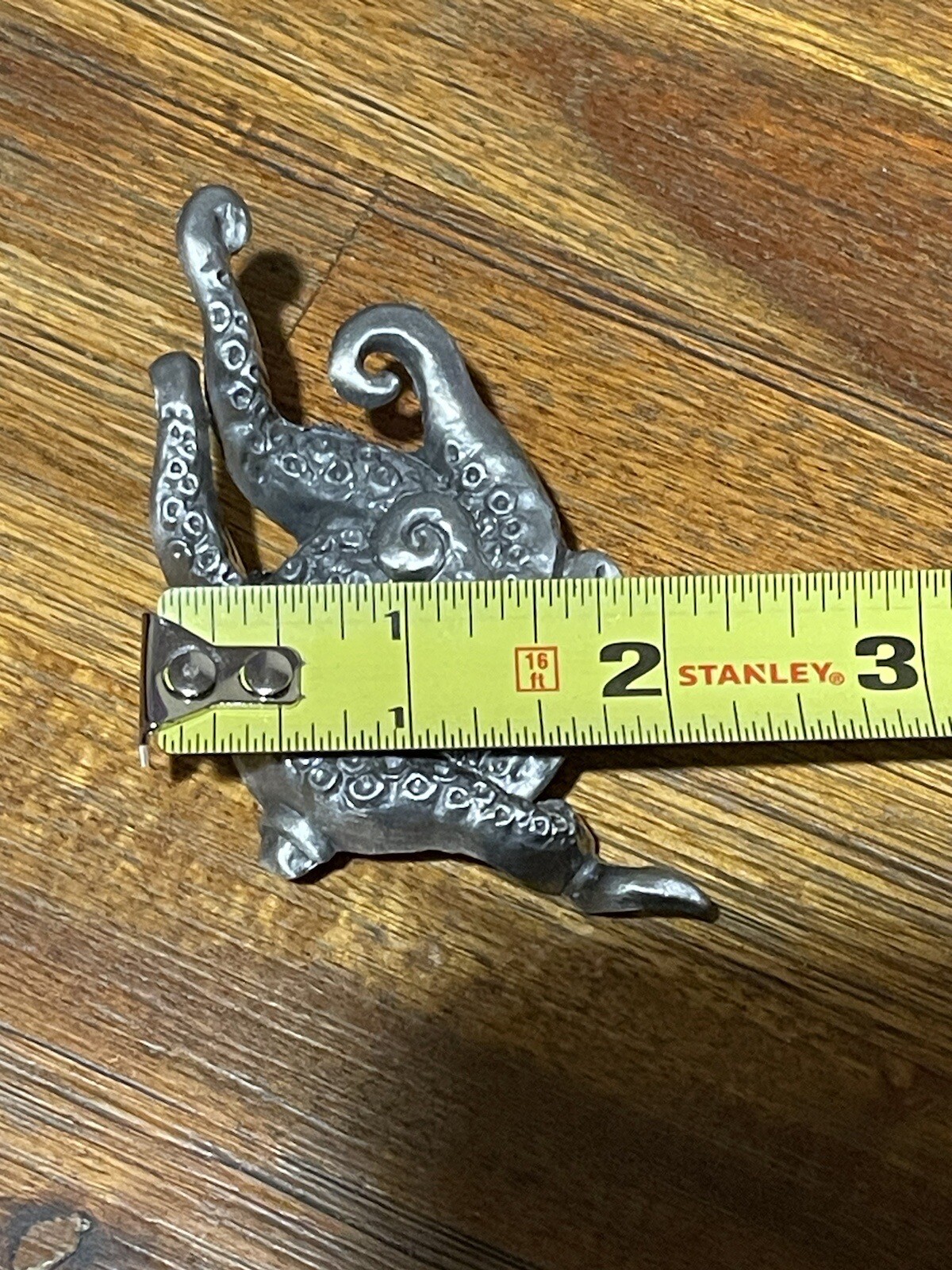 Melting Octopus Figurine Clock Face Pewter Piece Small Sculpture 3.75 in