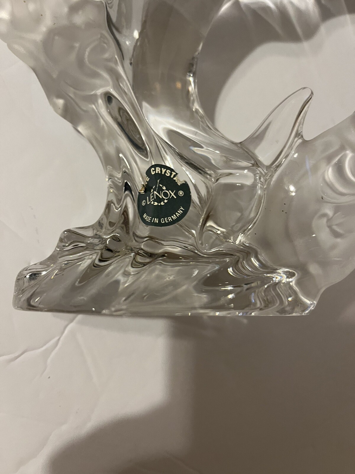 Lenox Fine Crystal Dolphin Figurine Clear Frosted Accents 7 inches