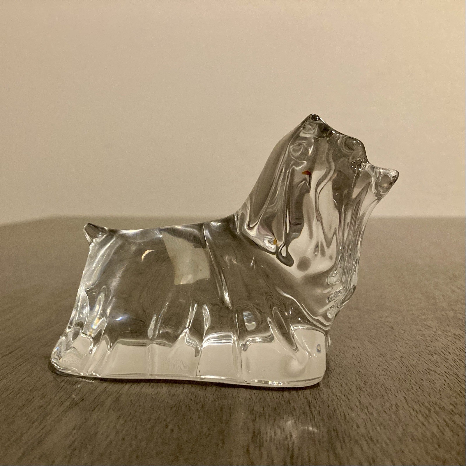 Signed Baccarat Crystal Scottish Terrier Dog Figurine 4.5” VTG France W/Sticker