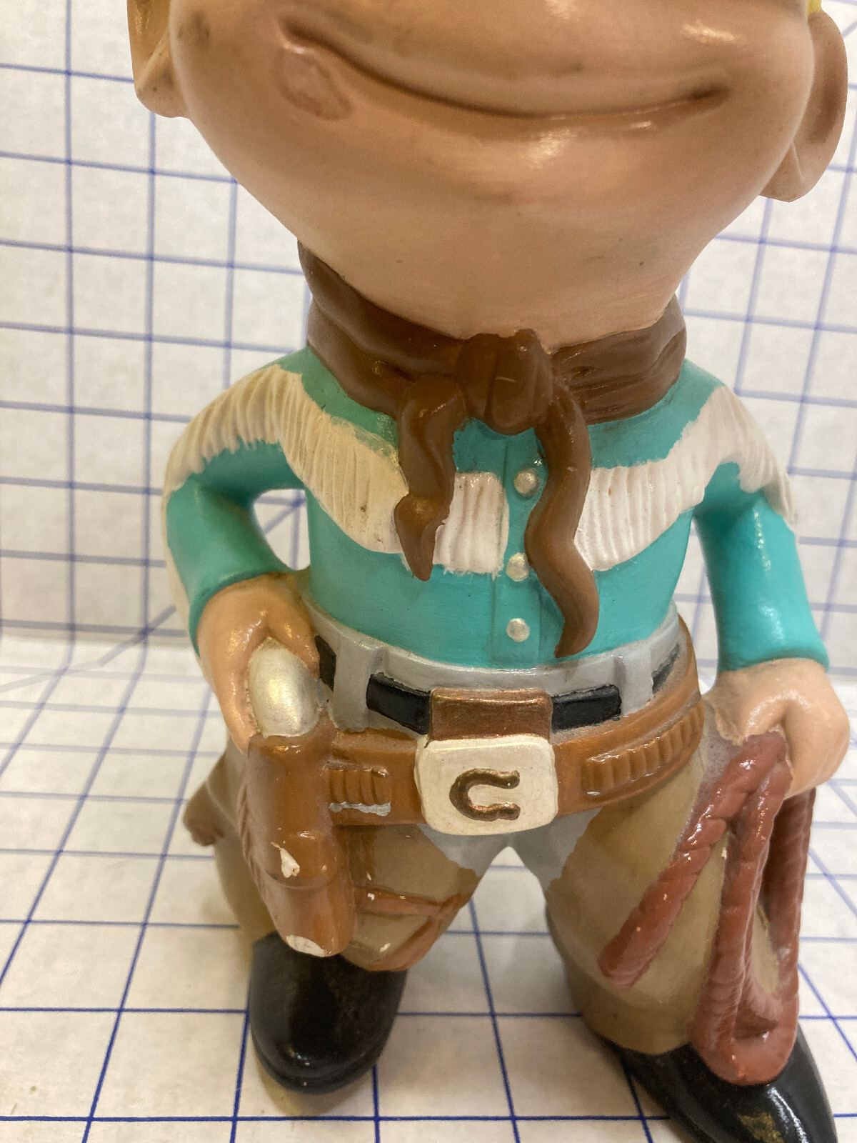 Vintage Atlantic Mold Ceramic Smiley Cowboy Boy Figurine Hand Painted Beautiful