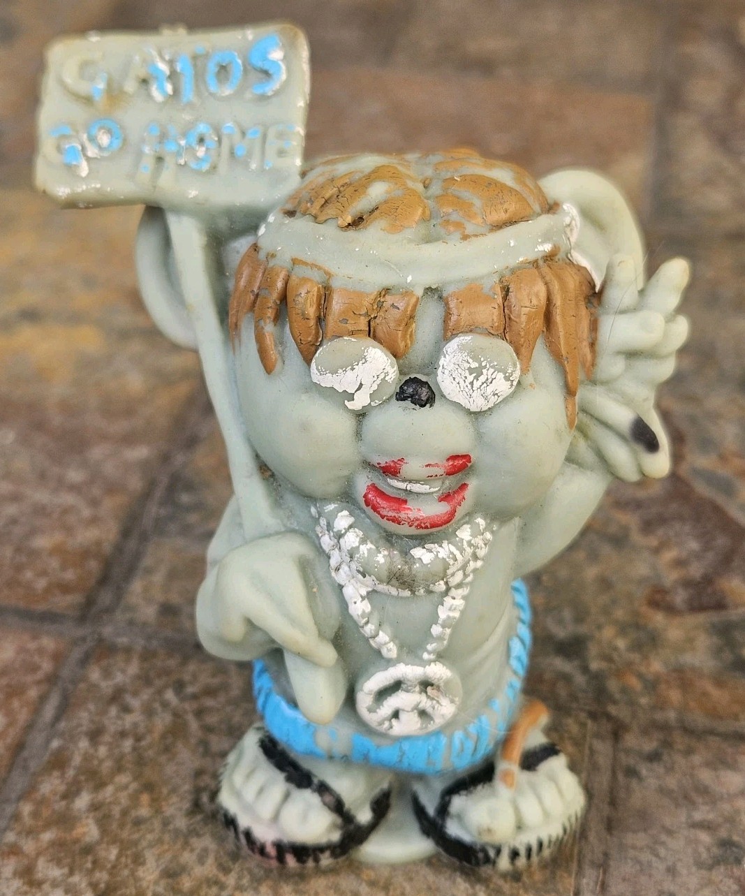 Vintage Hippie “Peace & Love” Mouse Rubber Figurine Mexico