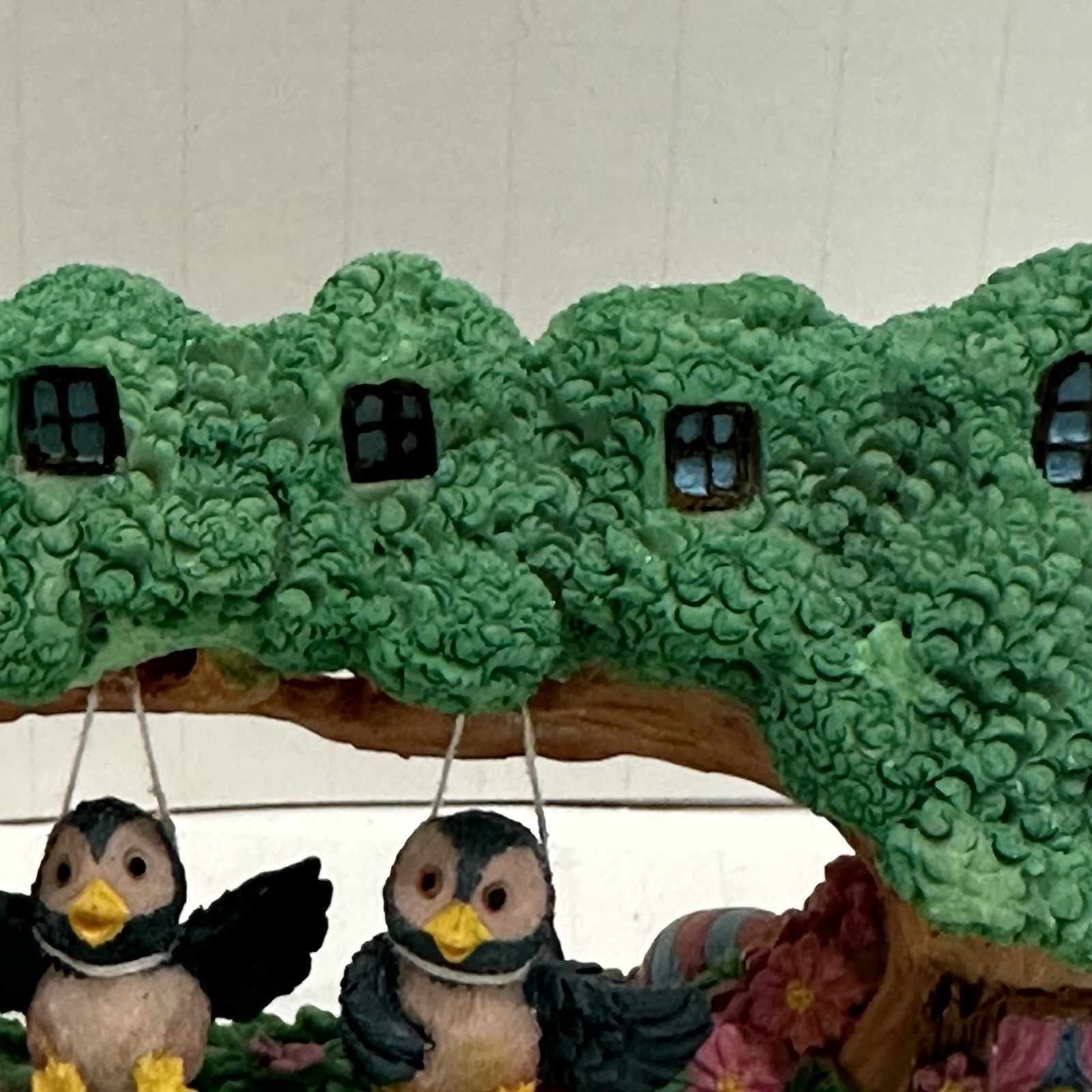 Birds Swinging in Trees Figurine. “Small Friends on Swing” 5″ x 2″ x 3″ Hermitag
