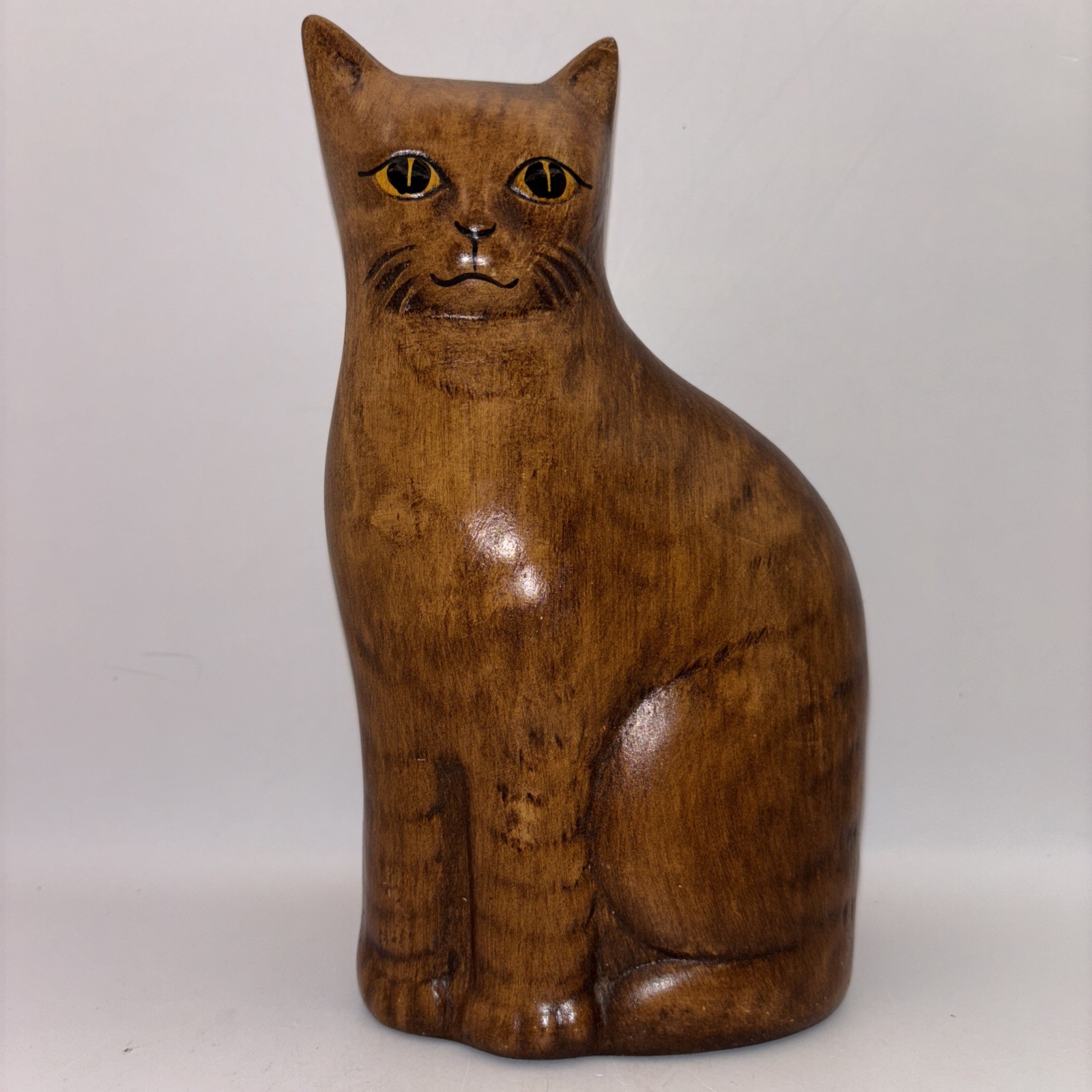 Folk Art Ceramic Cat Figure 8 Inch