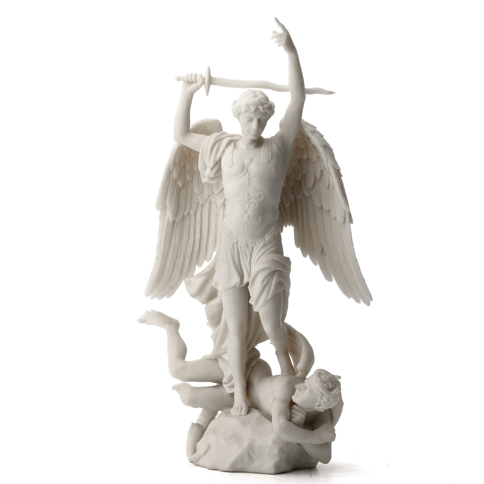 Veronese Design 15 Inch Archangel Saint Michael Standing On Demon Statues