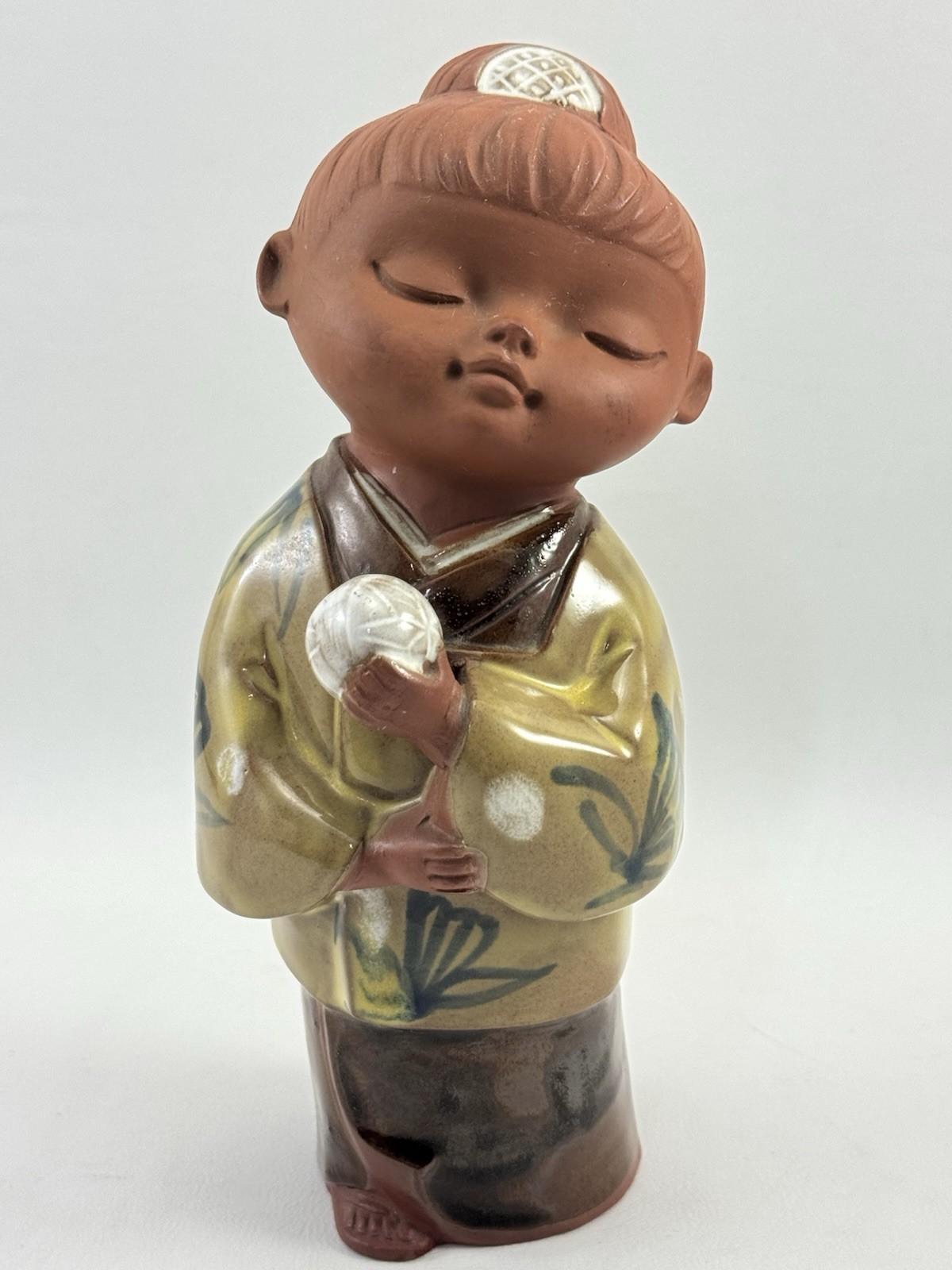 Woman Mid Century Japanese Earthenware Figurine Matte Glaze depicting Figurine