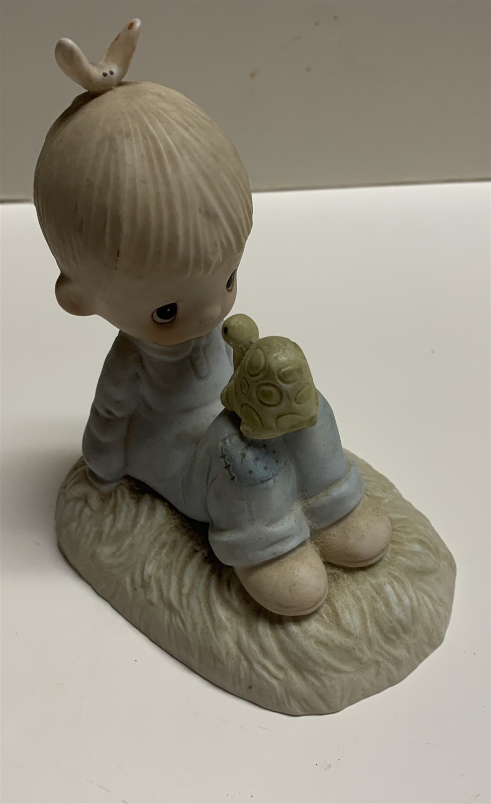1977 Precious Moments Love is Kind Boy & Turtle Jonathan & David Figuirine