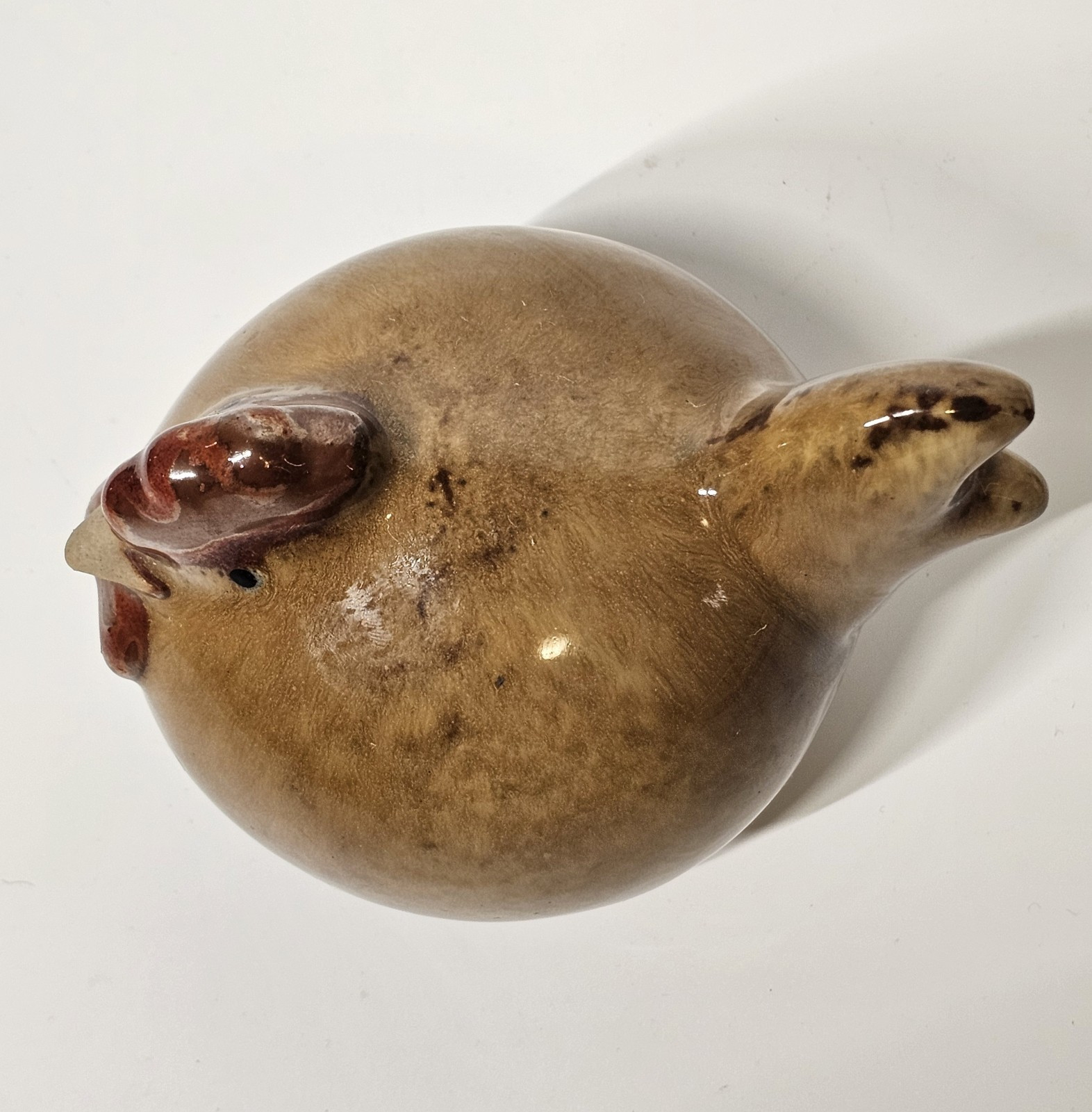 Brown Fat Chubby Hen Glazed Ceramic Home Decor Figurine