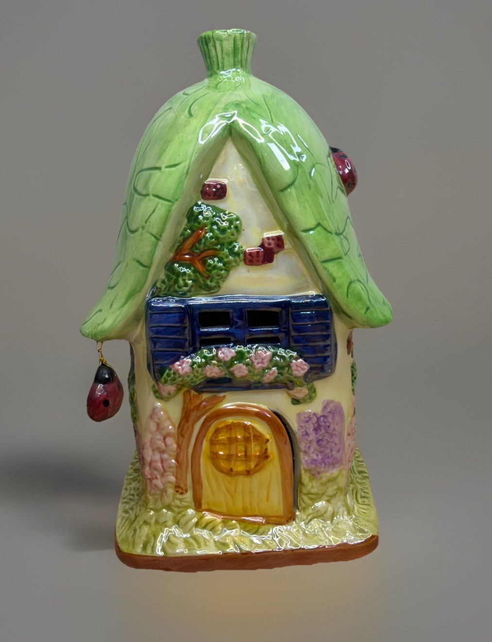 Whimsical Ladybug Cottage House Hanging Ladybugs Ceramic Decorative 