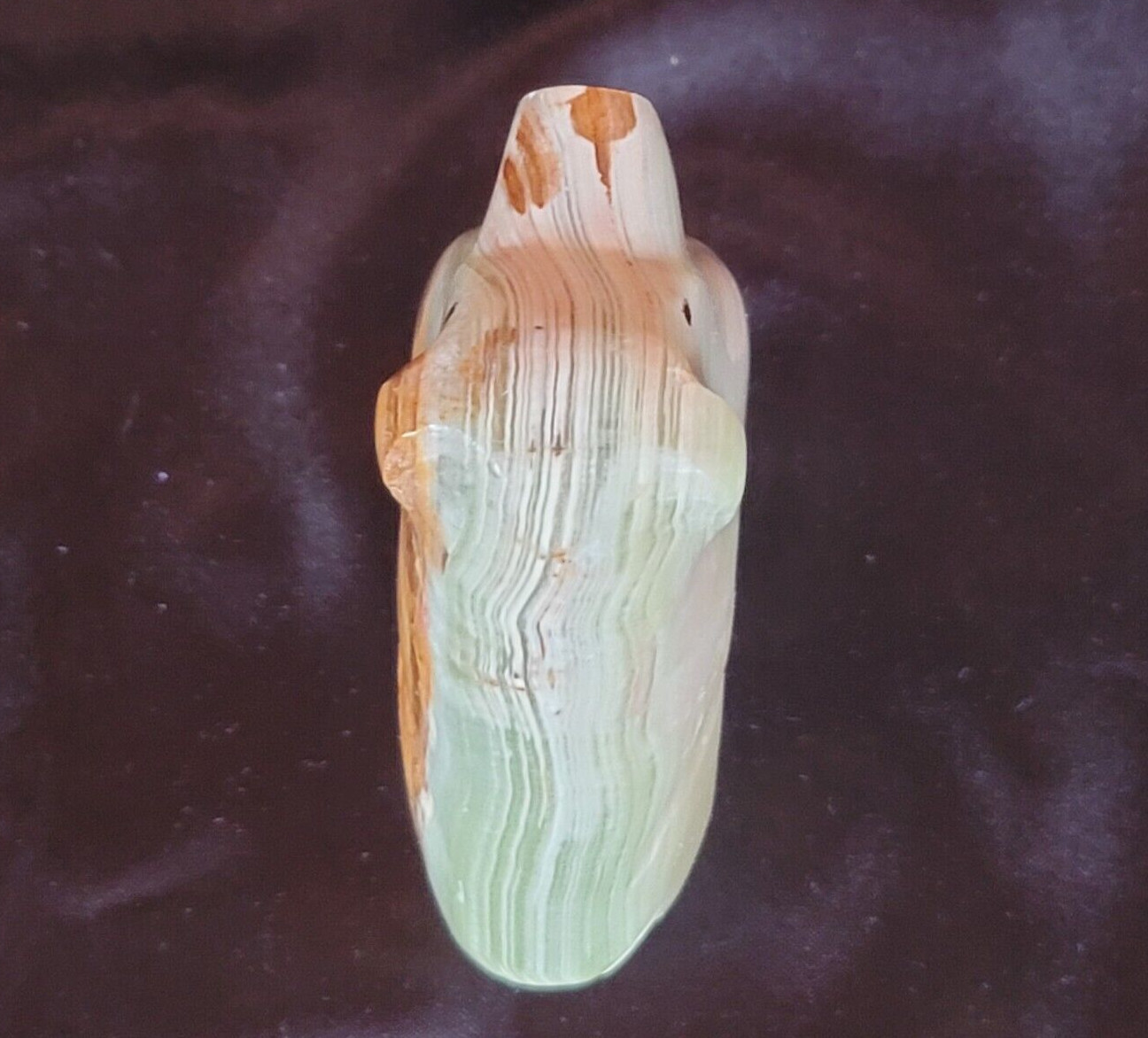 Big Dog Figurine made of Onyx Green and Brown Mexican 4 1/8th in Height