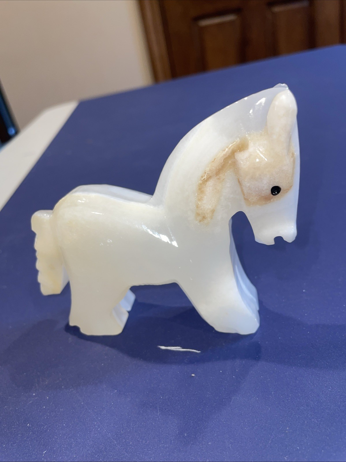 Carved Marble Miniature White Horse 3 1/2H x 3 1/2L