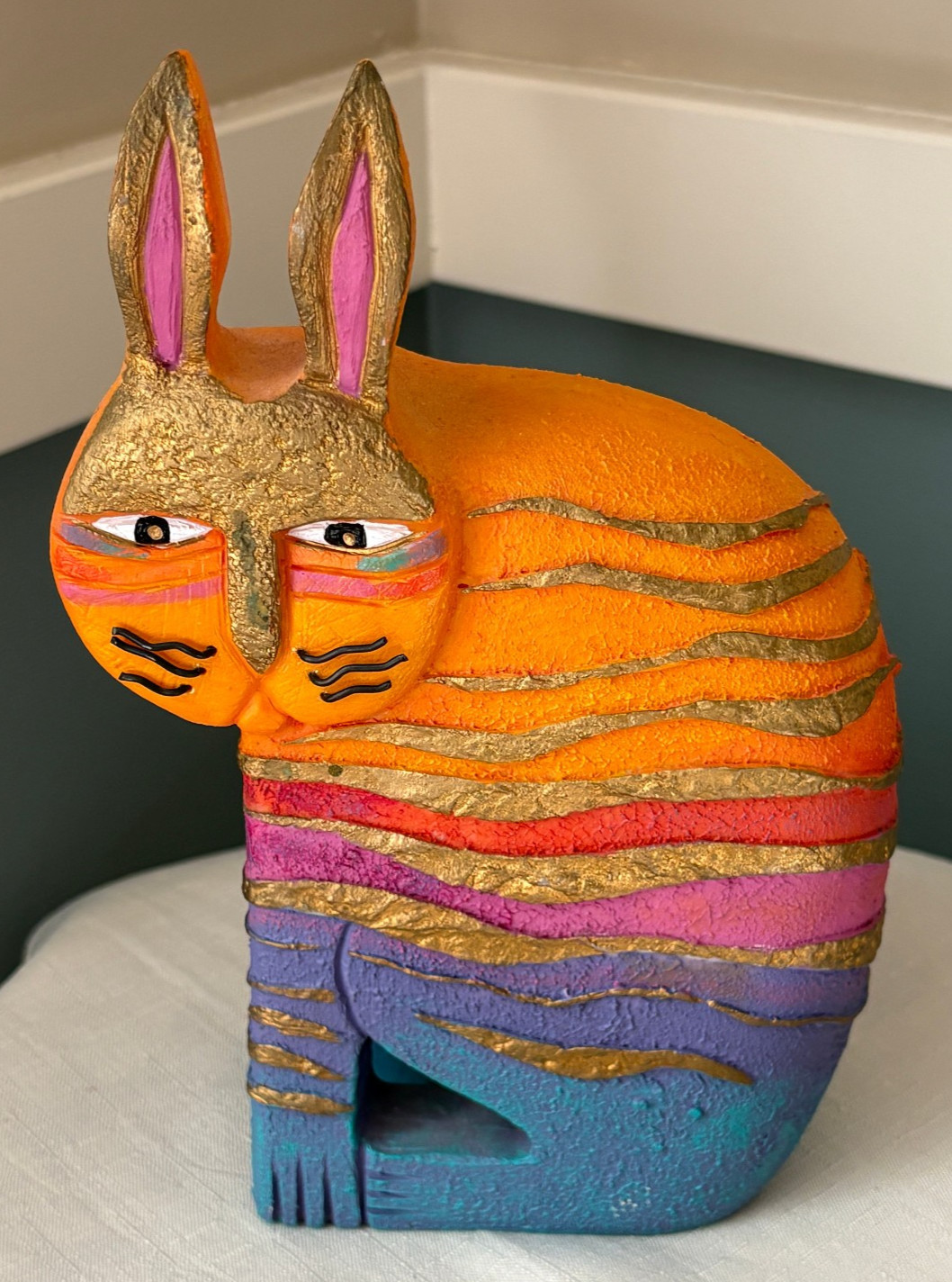 The Laurel Burch Collection Rainbow Rabbit Signed Small Art 8″ Sculpture LB-1043