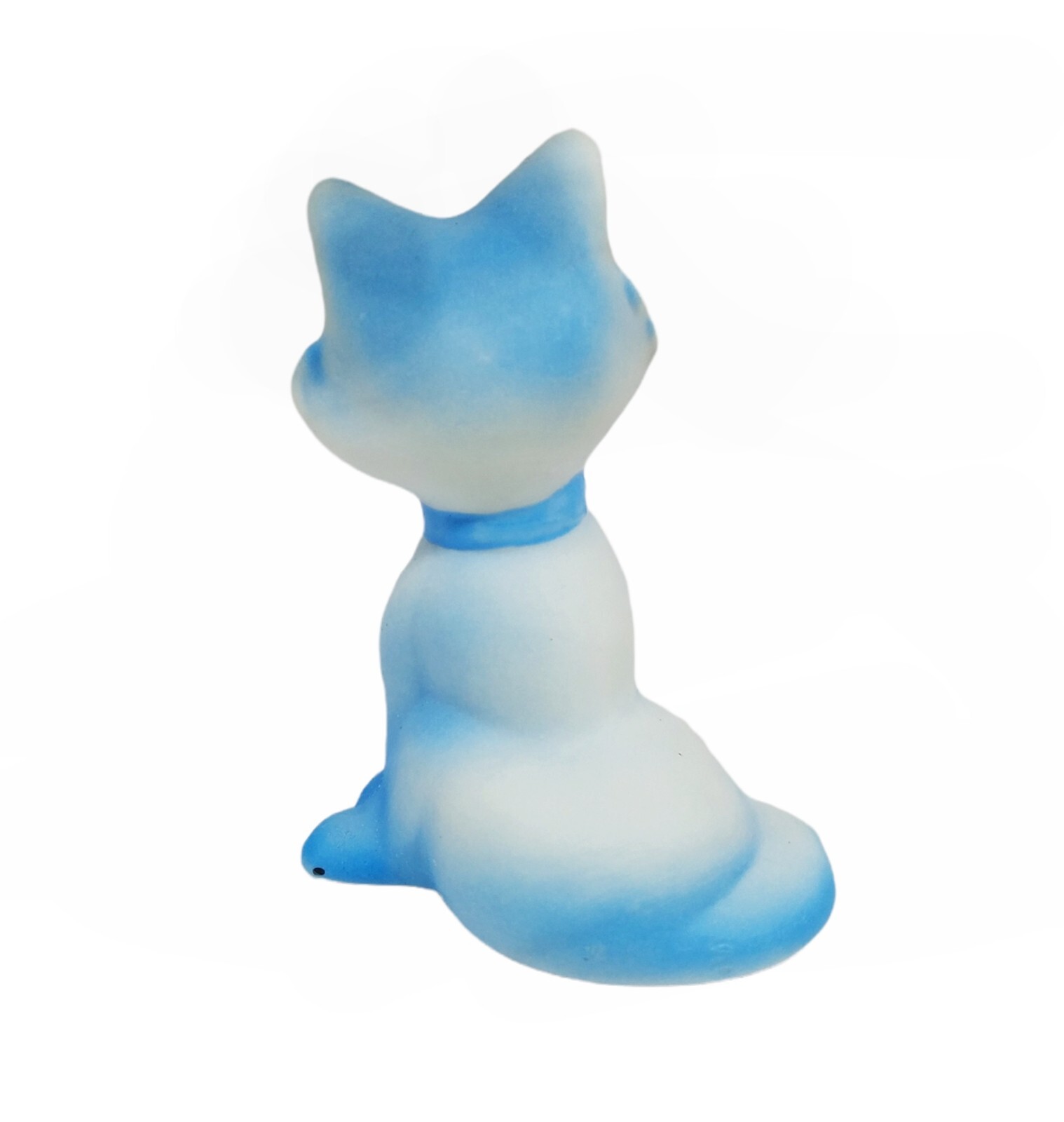Italy Figurine Cat Napoleon Vintage Bisque Porcelain Blue Kitty New Old Stock