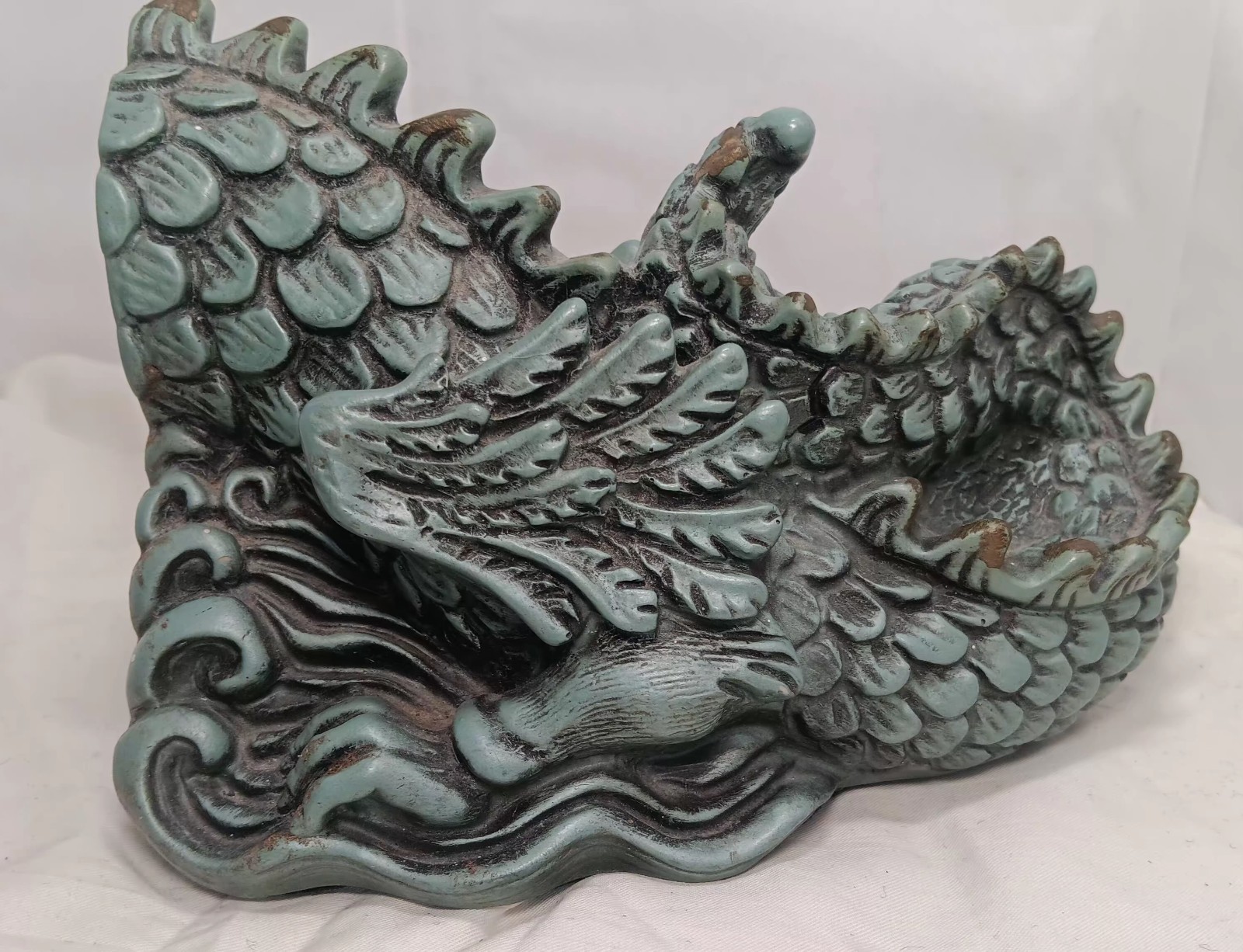 Dragon Bookends 14” 1965 Universal Statuary Corp Chicago, Red Garnet Eye