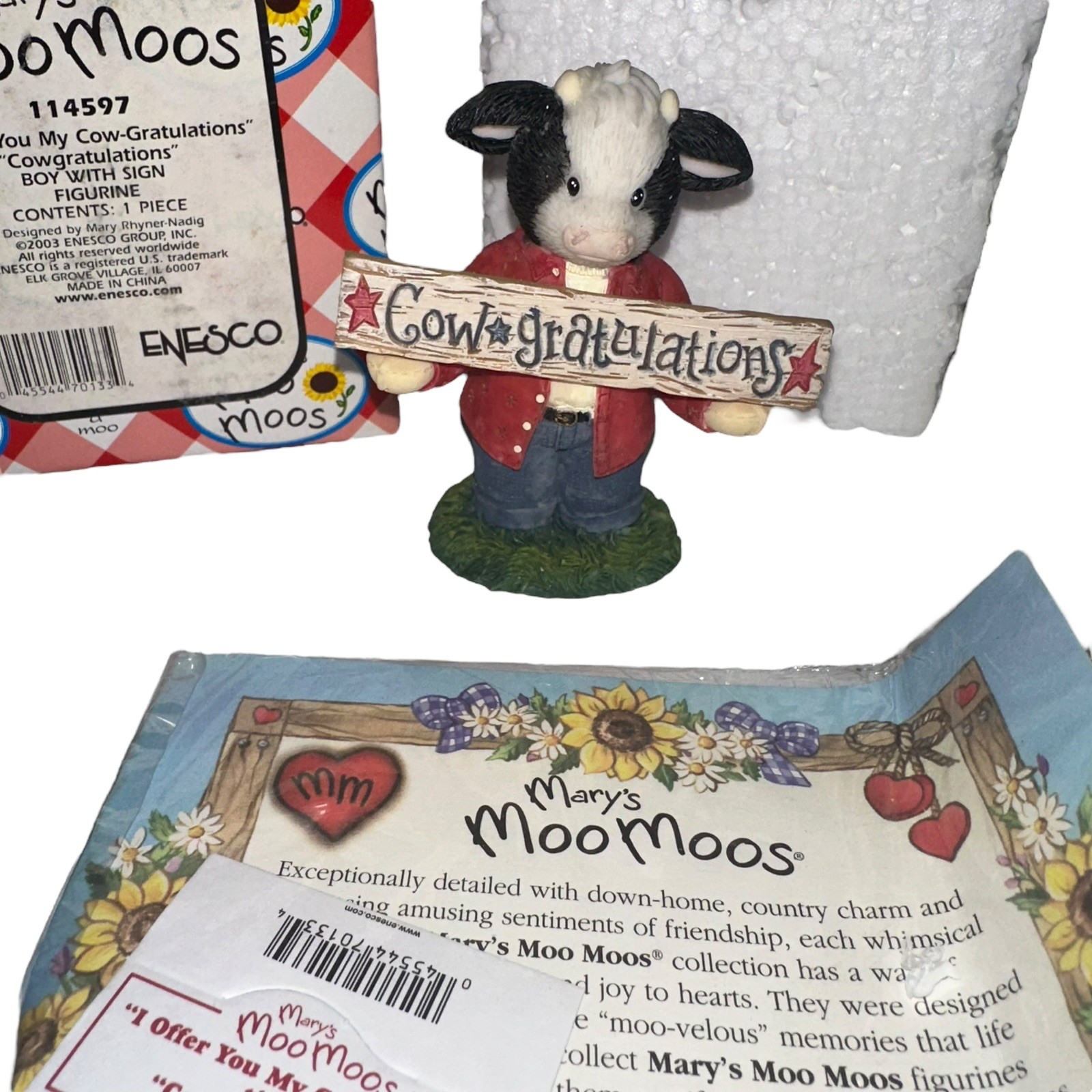 Mary’s Moo Moos 114597 I Offer You My Cow Gratulations Boy Cow With Sign