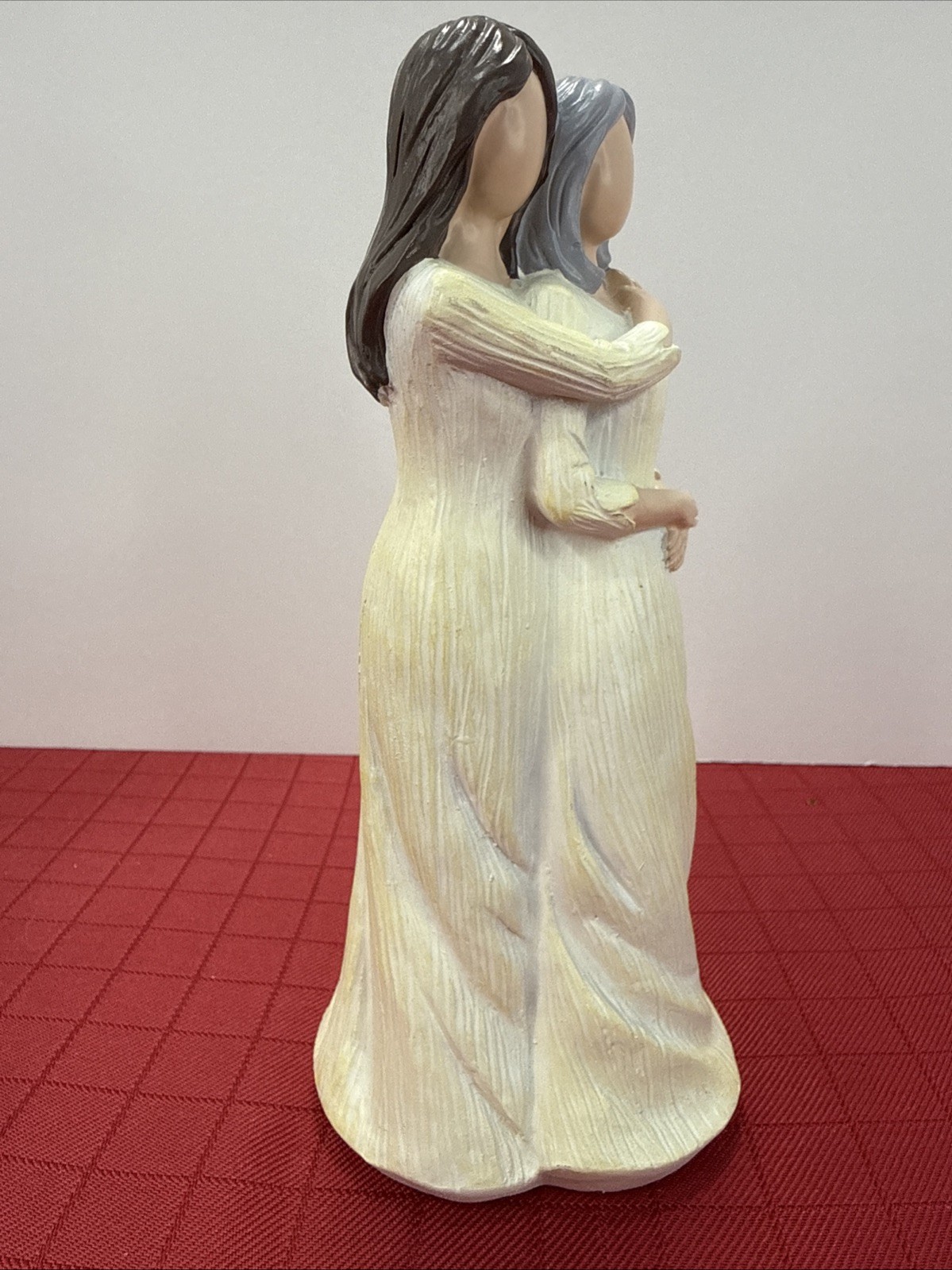 Hugging Mom & Daughter Figurine Hand Painted Resin No Facial Features