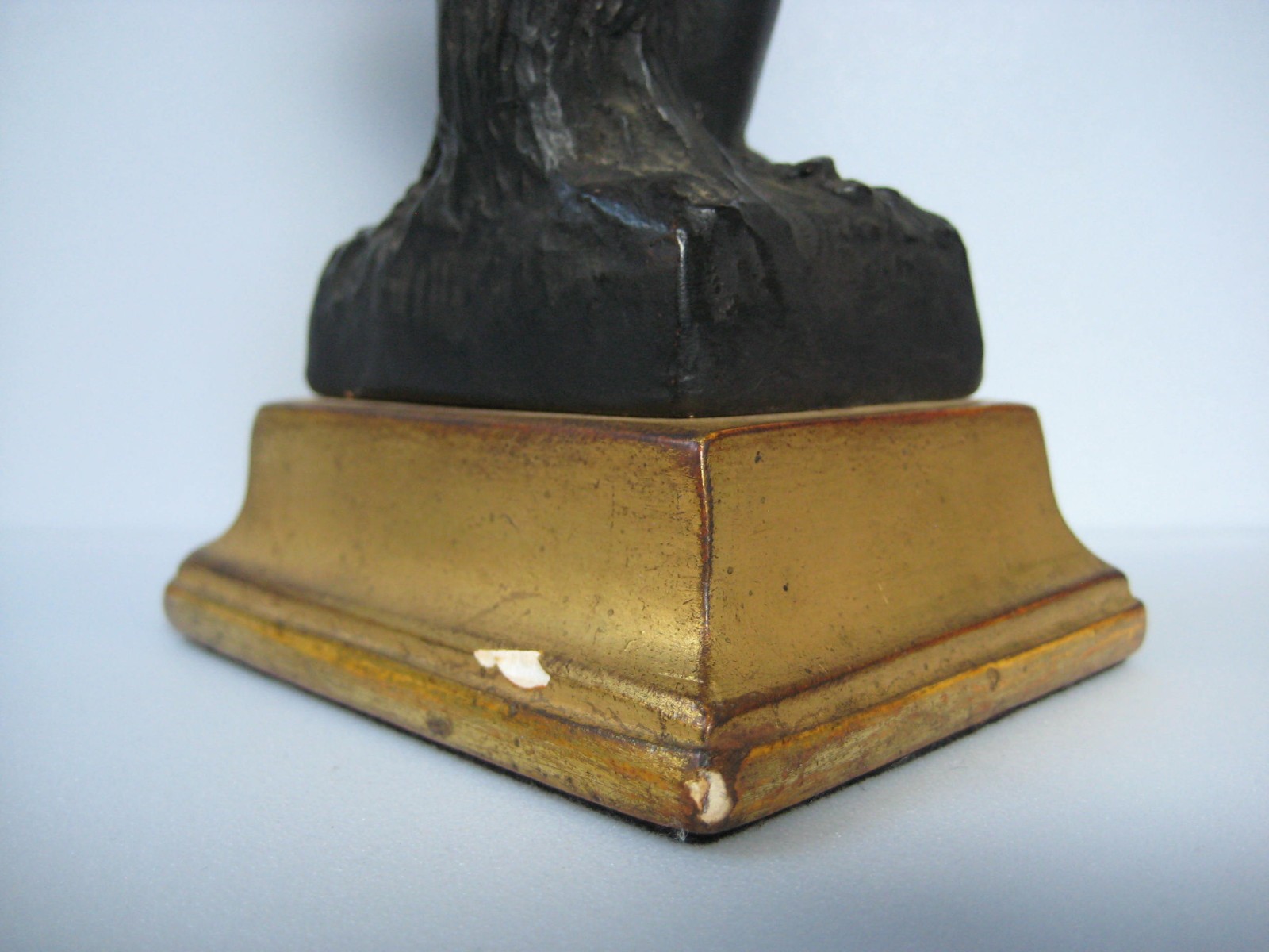 Vintage Italian Borghese Black & Gold Plaster Cherub Putti Figurine c. 1930