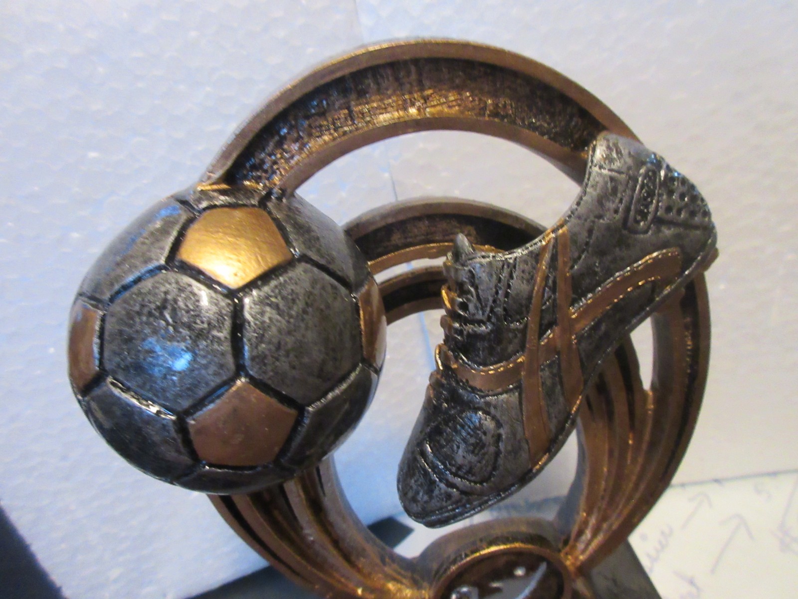 #12B football 1 trophy gold gray Tone Resin Football sport ballon soccer