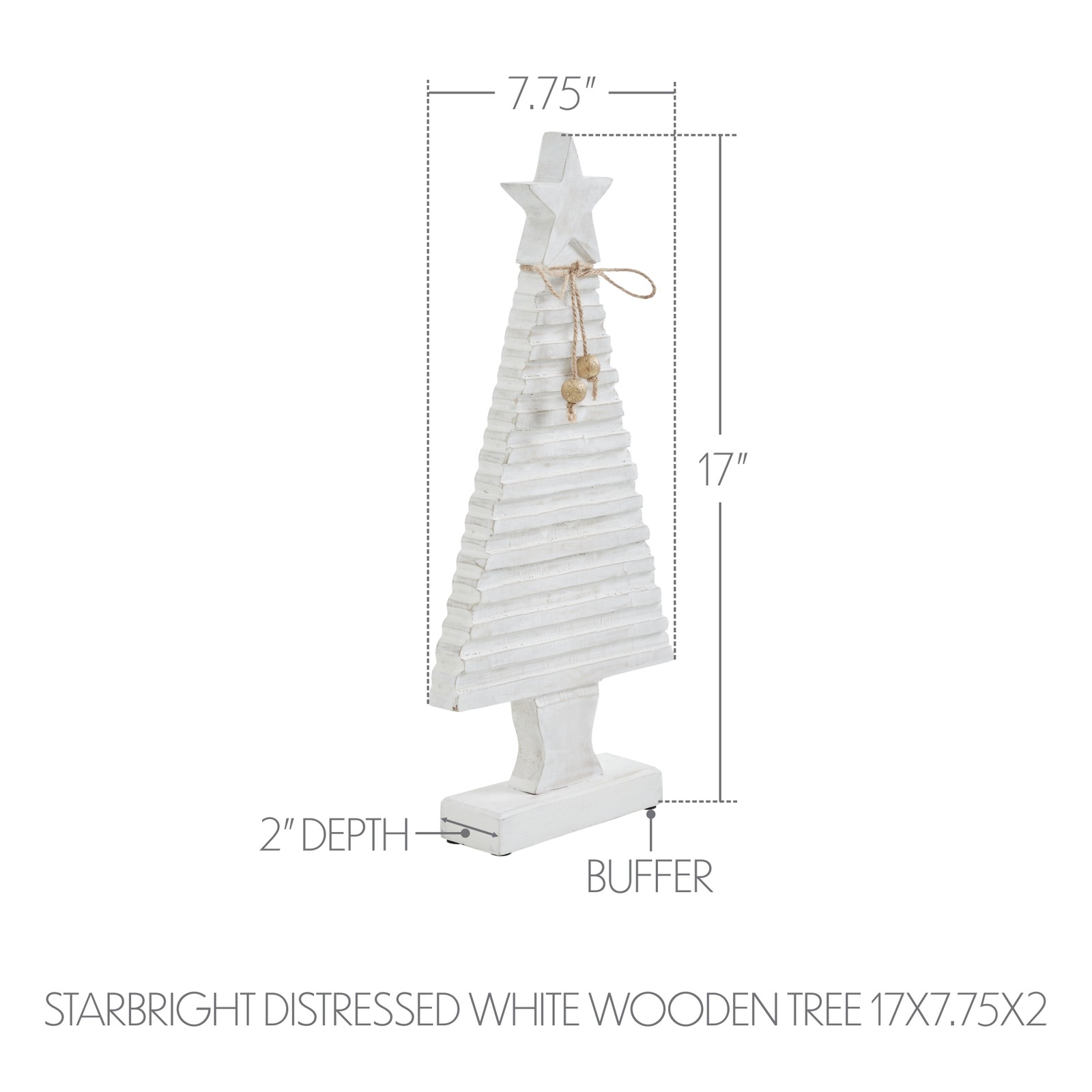 3PC Starbright Distressed White Wooden Tree ,Small Meduim and Large VHC Brands