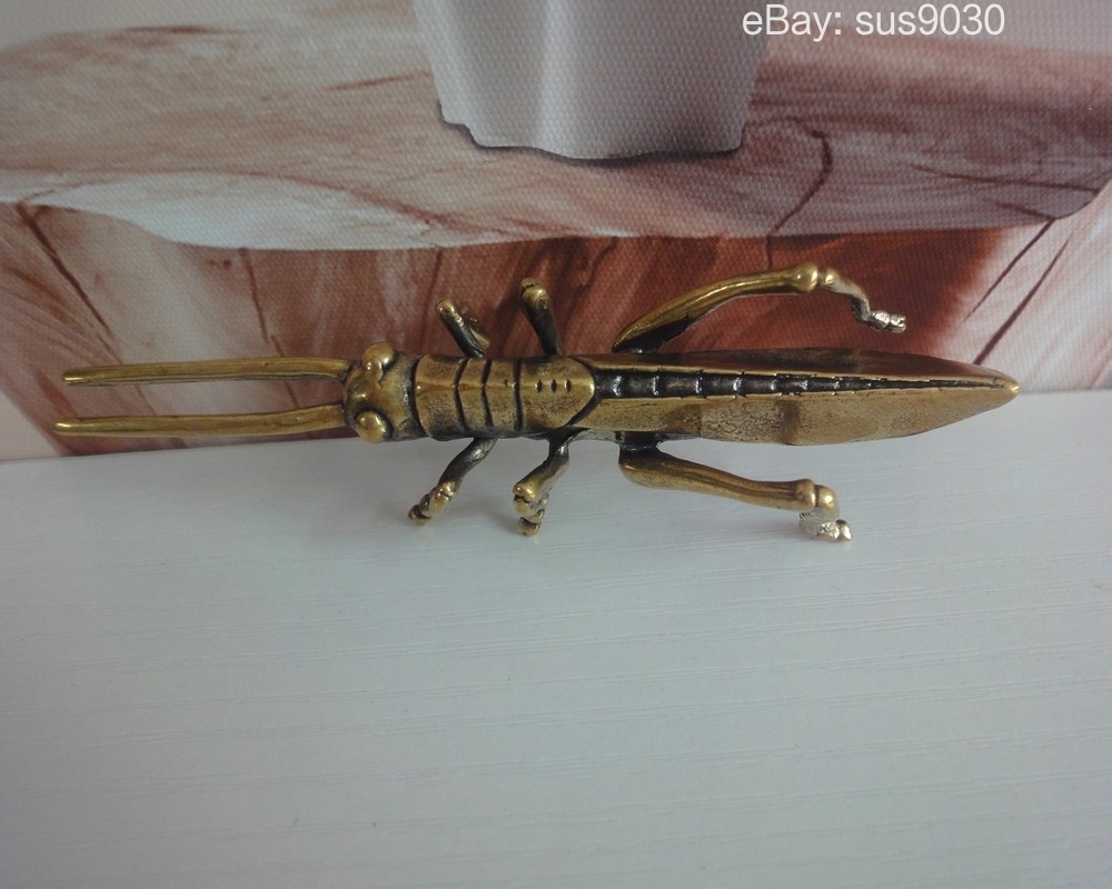 Solid Brass Grasshopper Insect Figurine Statue for Home Decor