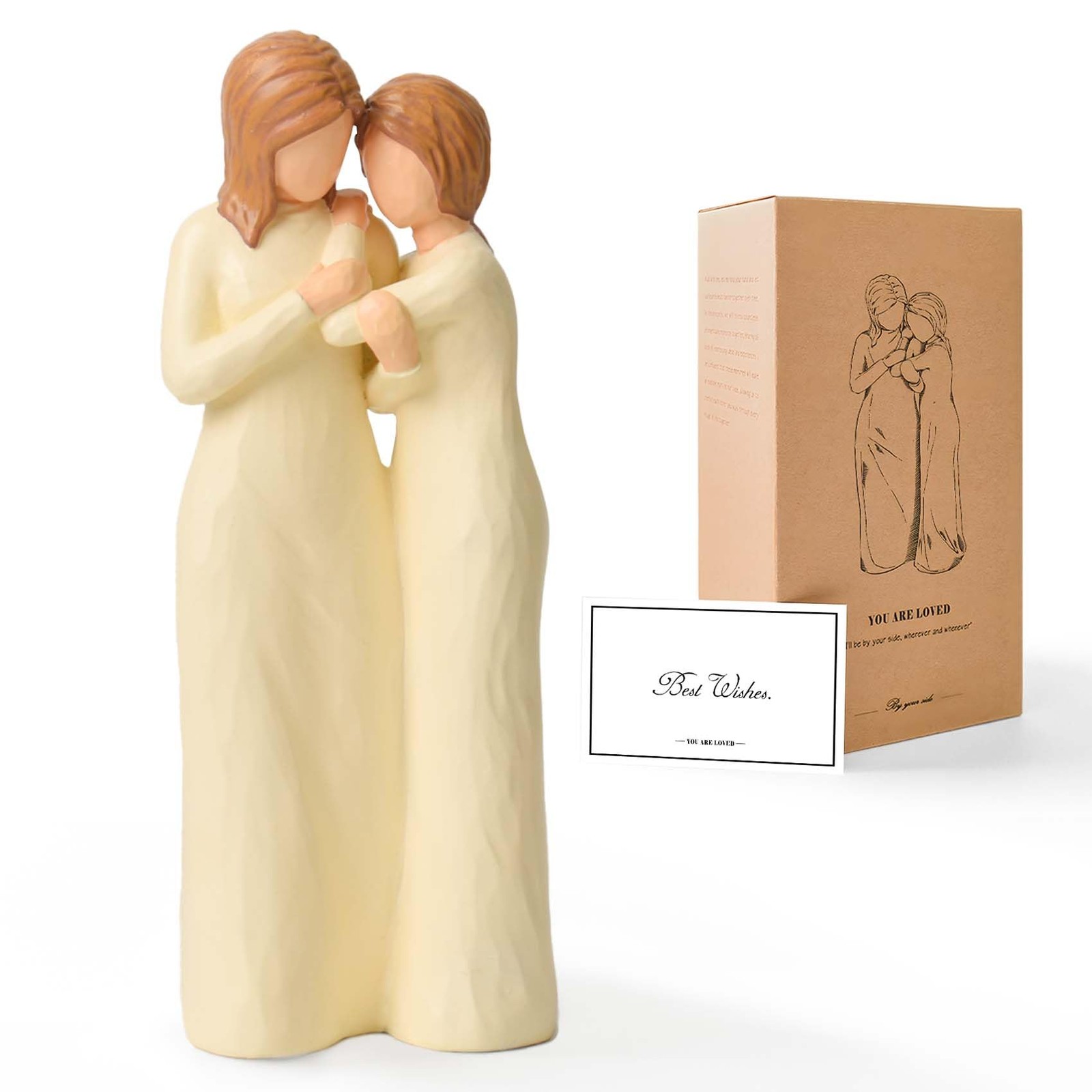 Mother Daughter Resin Hand-Painted Statue Figurine Mom Birthday Gifts