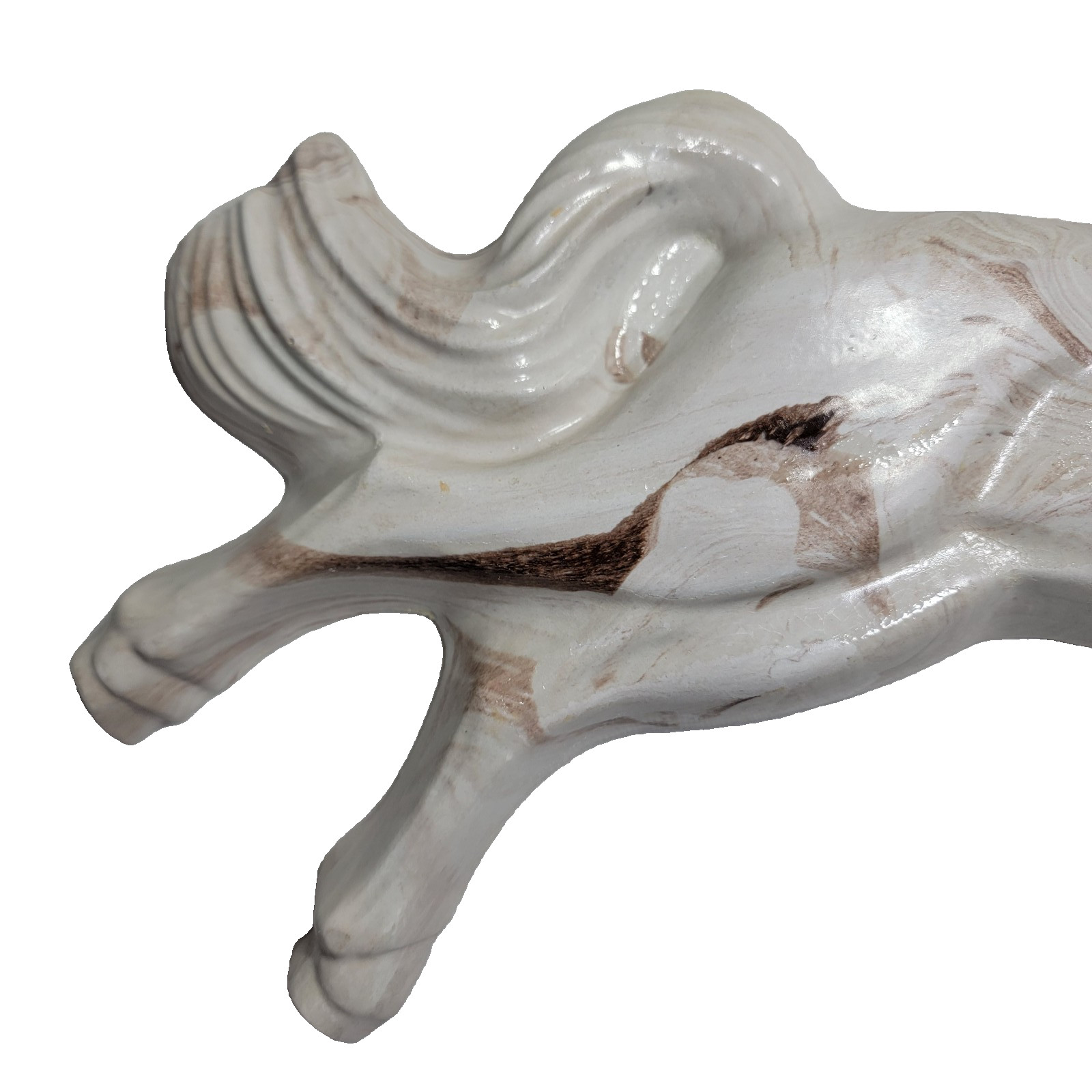 Vintage Resin Galloping Horses Wall Hanging Decor Marble Look and Design