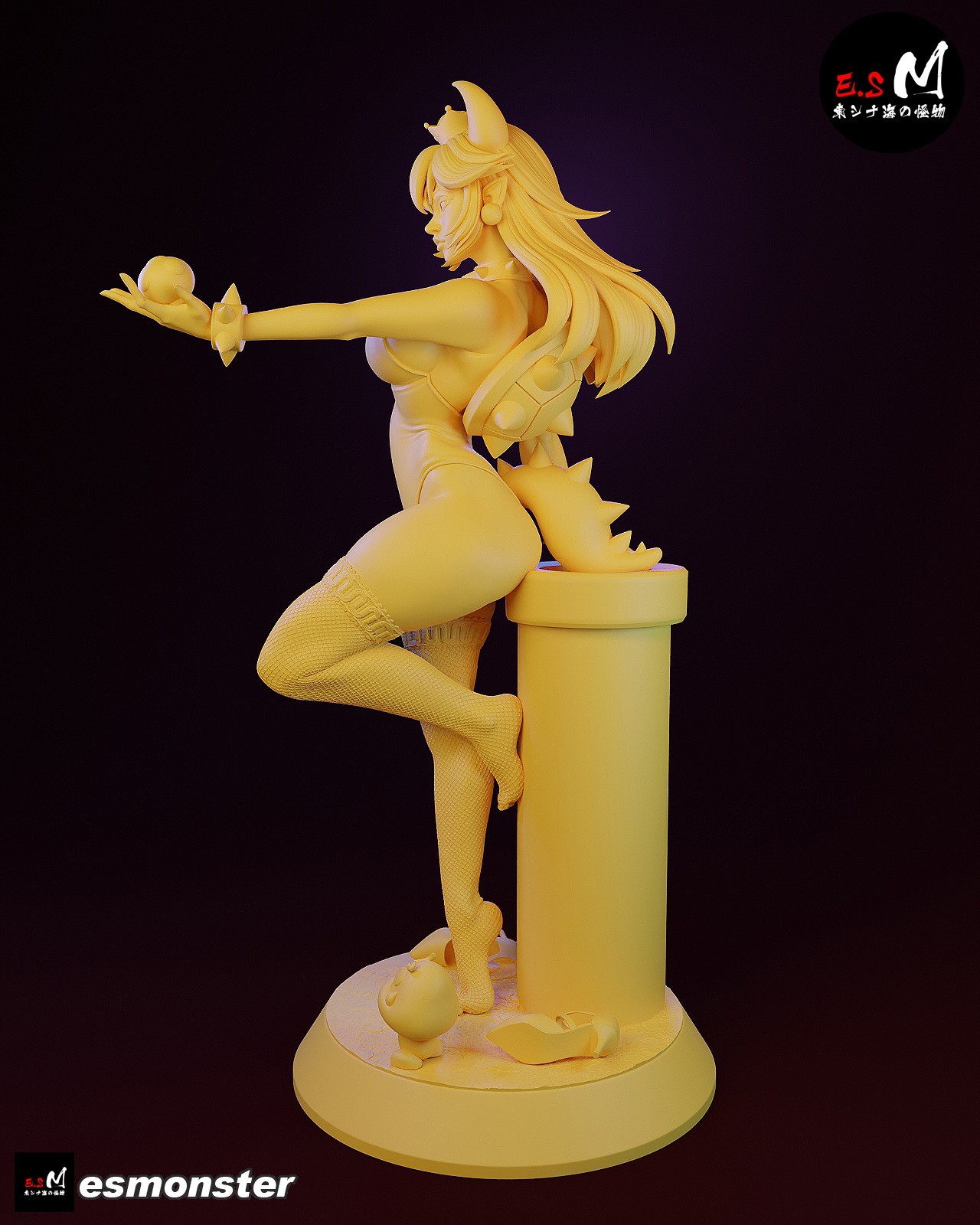 ES Monster Unpainted Unassembled Bowsette Figure Model Kit 1:24-1:4 scale Mario