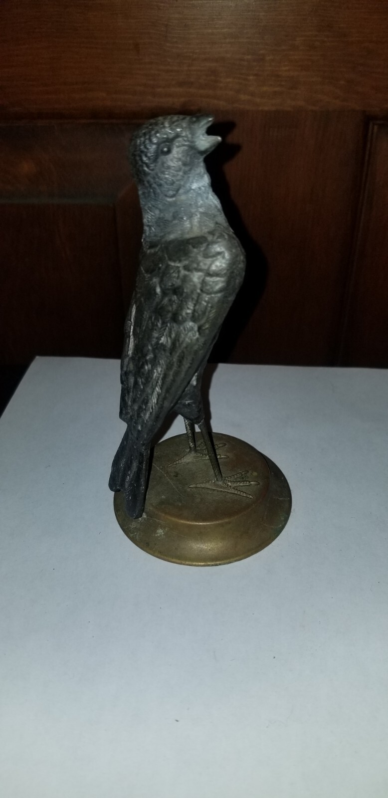 VINTAGE PETITES CHOSES FIGURAL PARAKEET BIRD CAST METAL FIGURINE 5.25″