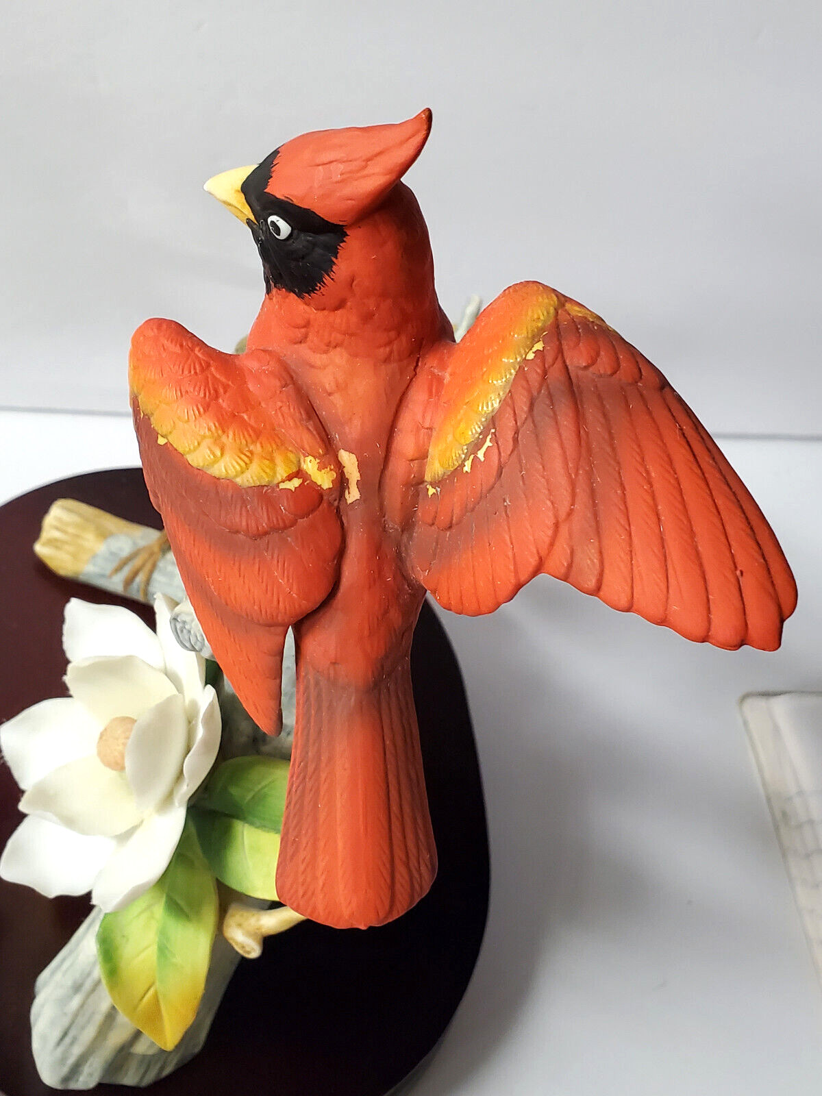 Andrea by Sadek Cardinal Bird Porcelain With Wood Base Japan 6229