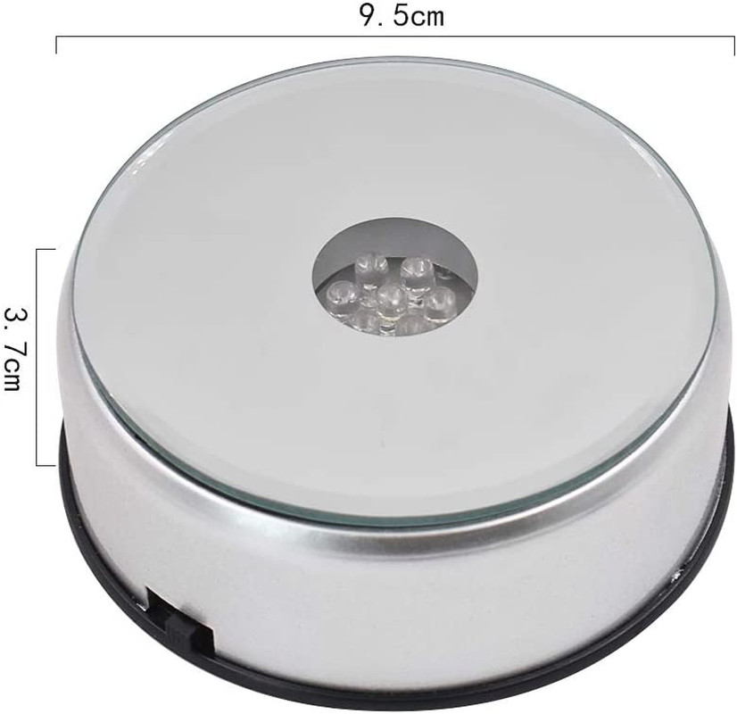 4″ 7 LED Display Turntable Base for Crystals Glass Art 7 Colorful Light Rotating