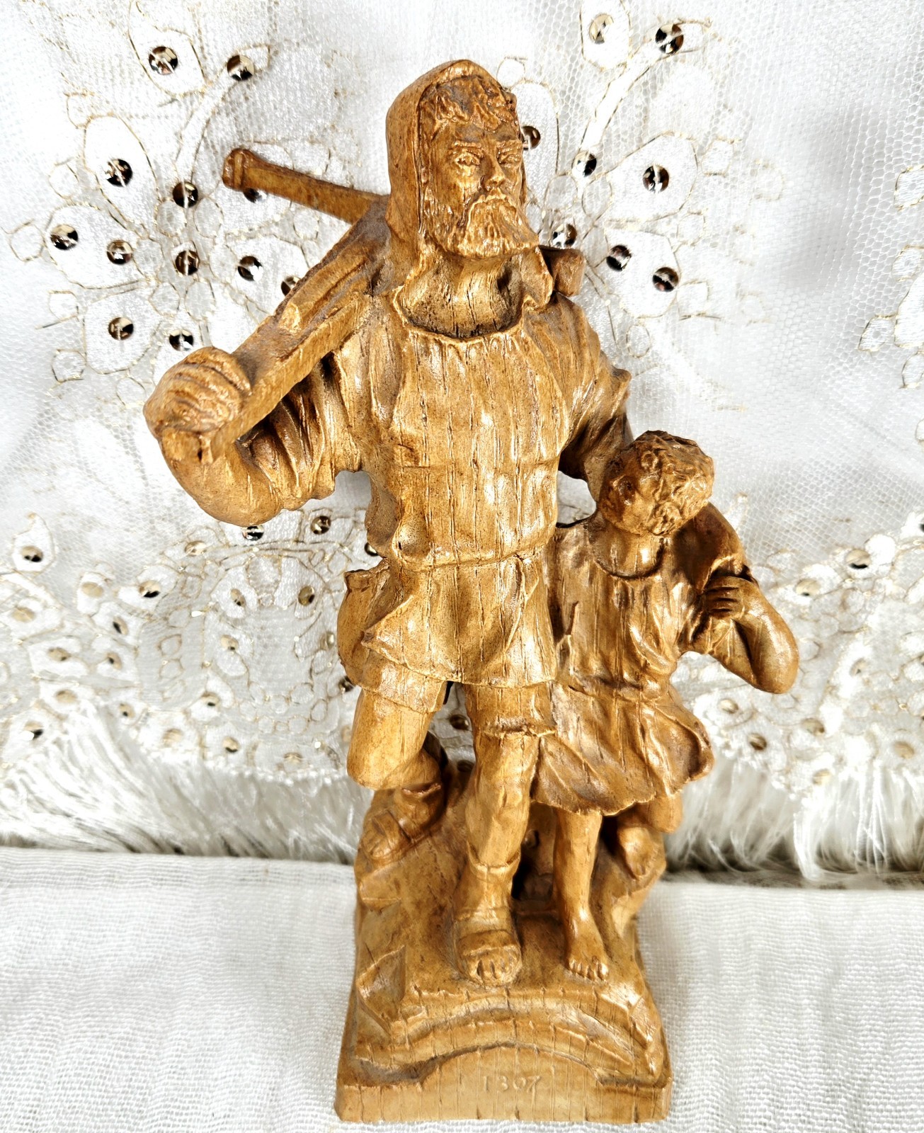 VTG Hand Carved Wood E.Schmocker AG Switzerland William Tell & Son 8.25″H