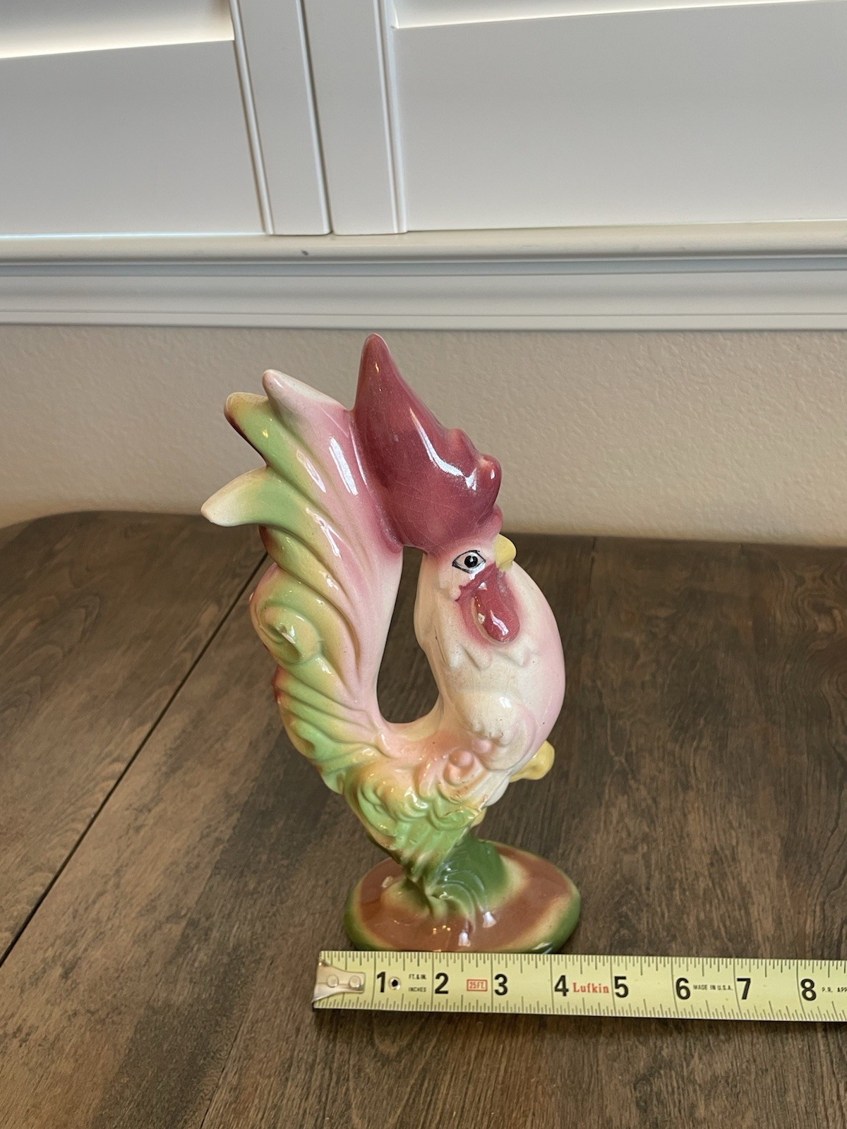 Vintage Ceramic Tall Rooster Decor Figurine 11” Flaws