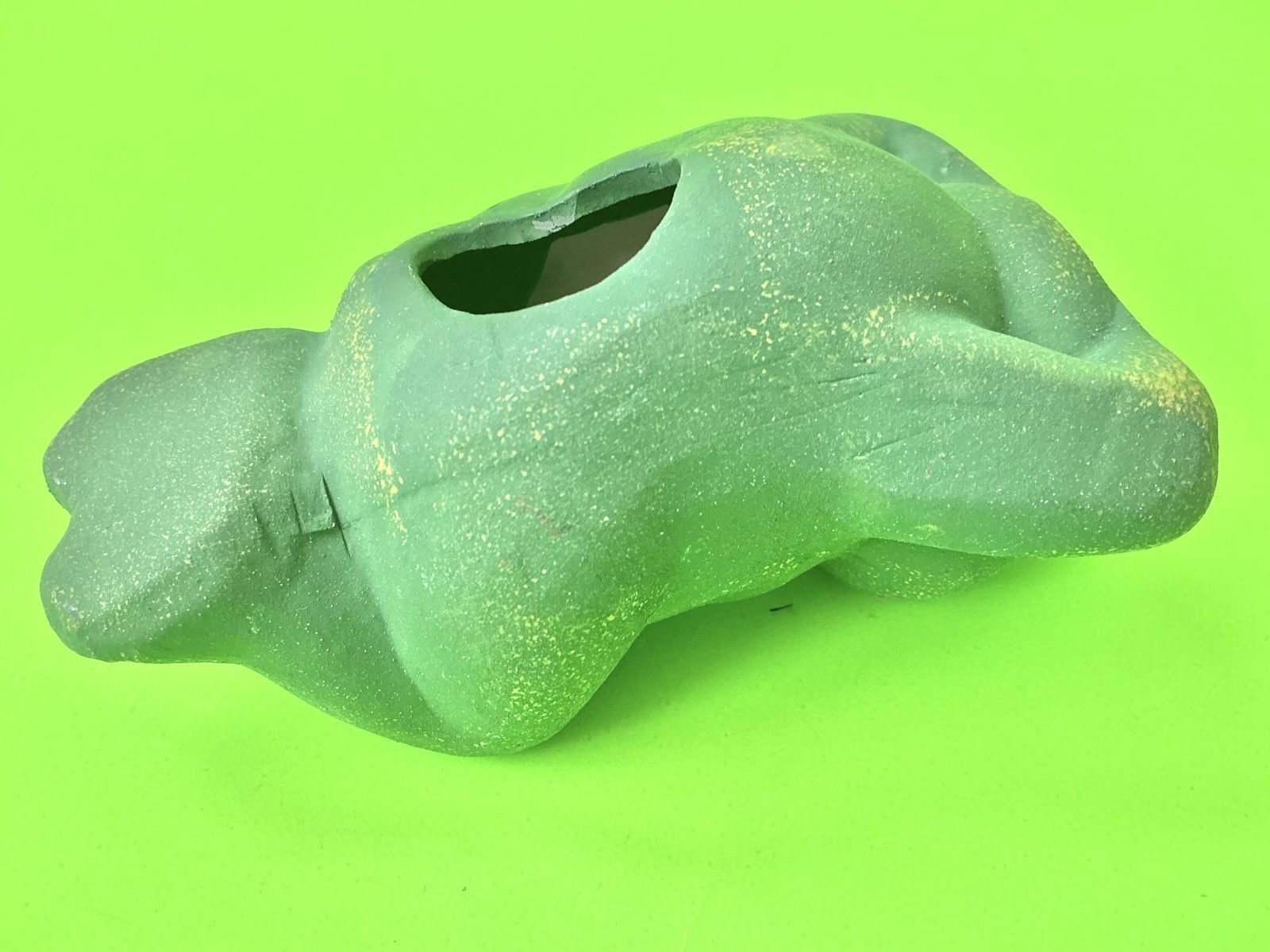 Cute Frog Sculpture Small 2” Green Ceramic Vintage Decor