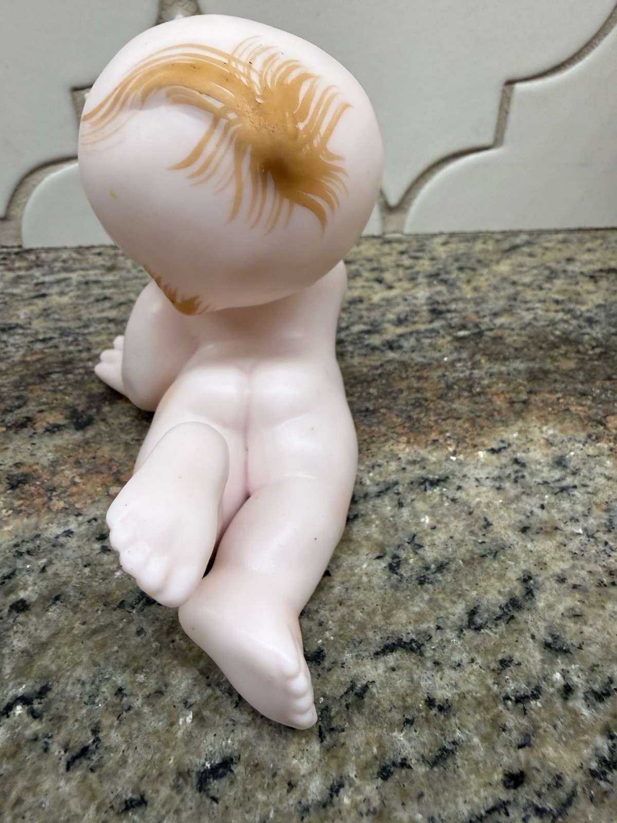 Kewpie Doll Figurine Bisque F360 Norcrest 5” Vintage Porcelain Happy On Belly
