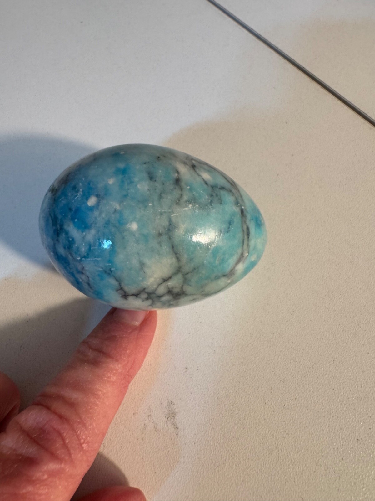 3 Marble Alabaster Granite Stone Eggs green/gray, blue/gray, blue/green