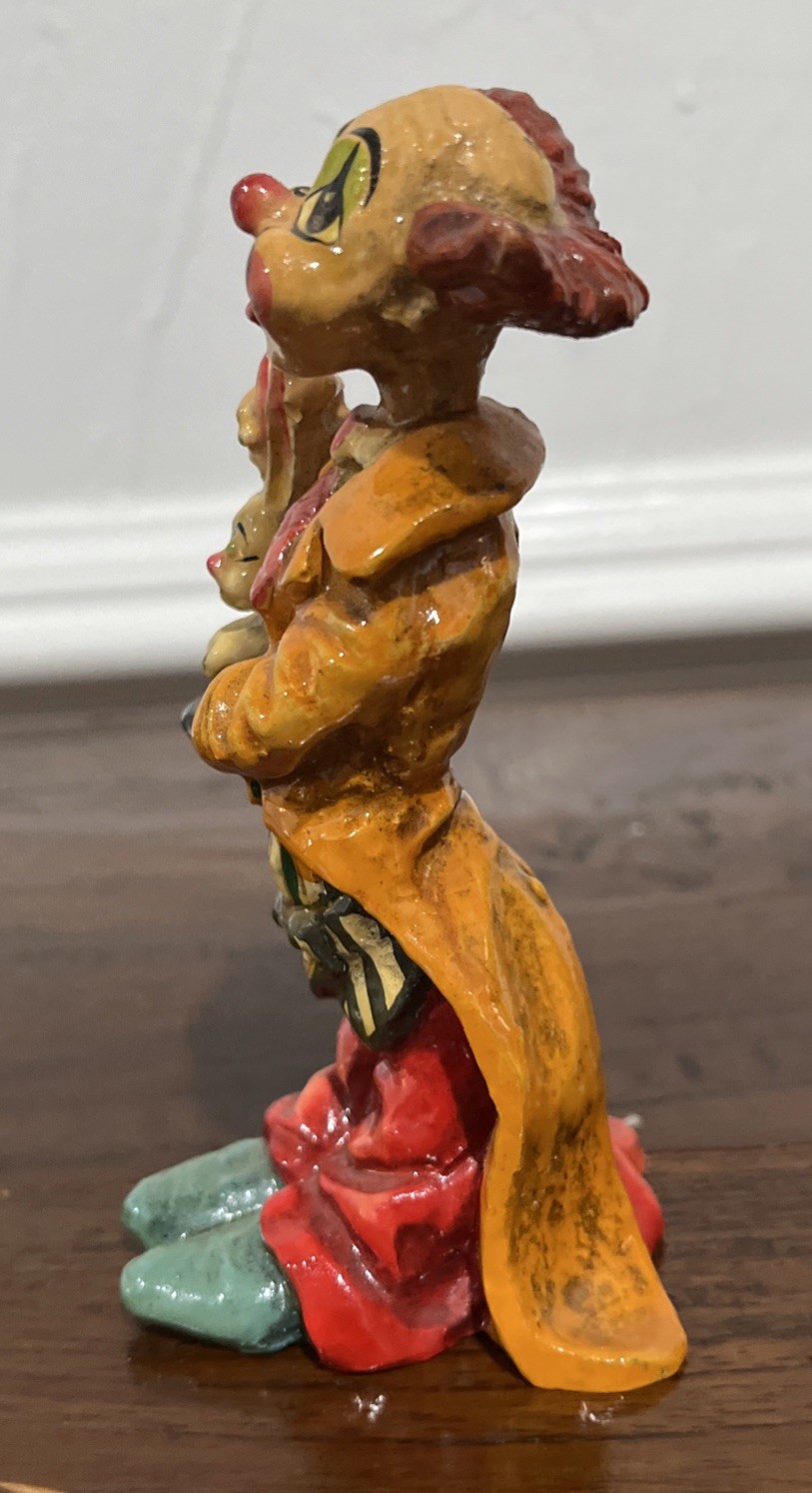 Alvarez Mexico Signed Clown Pulling rabbit Out Of Hat 5” Paper Mache Art VTG