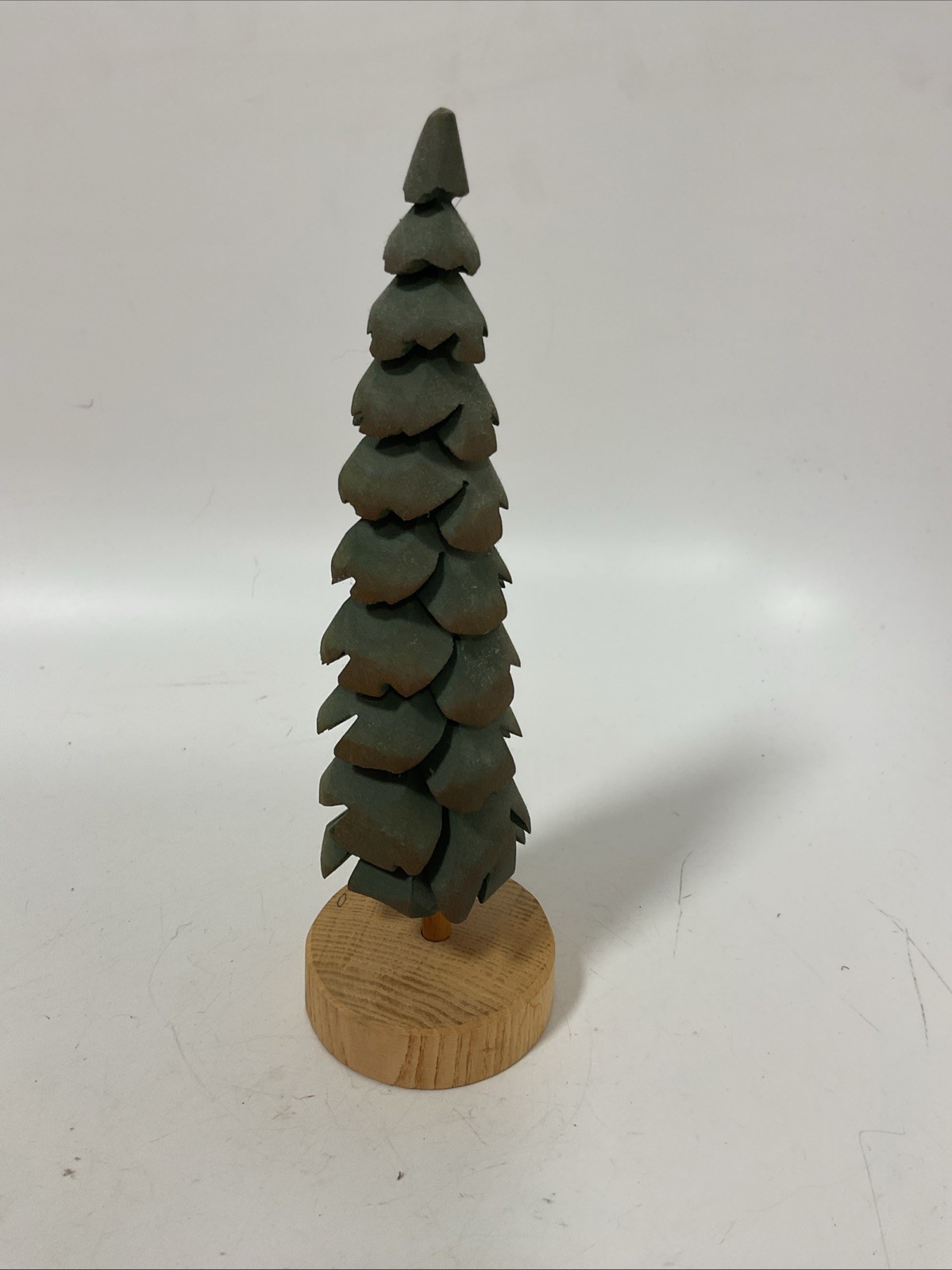 8.5” In Height Bucky Green Hand Carved Green Tree signed Stamped 1992 Vintage