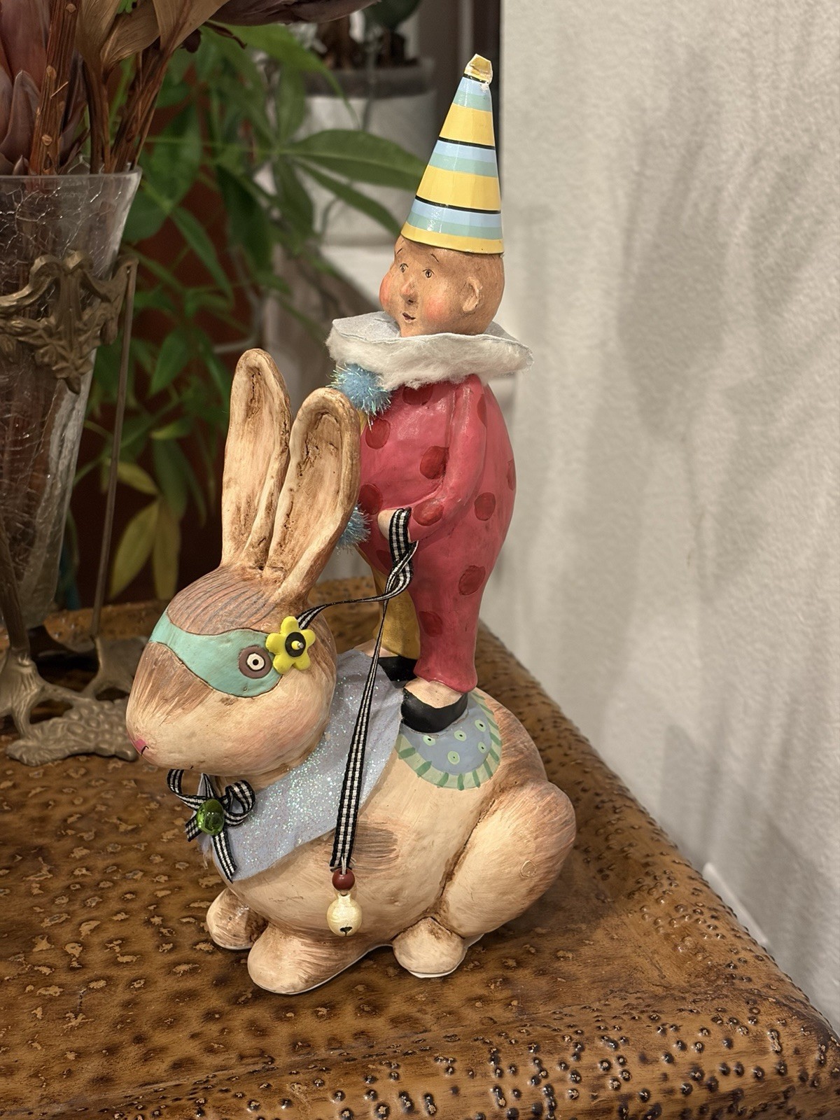 Rare Larkspur Lane Clown on Bandit Bunny Figurine Lib Cummings-Mead Silvestri-10