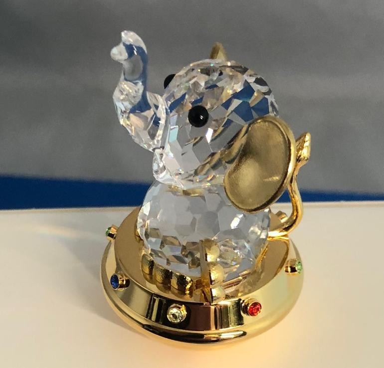 SWAROVSKI CRYSTAL MEMORIES GOLD TOY ELEPHANT, #253446, RETIRED, NEW IN BOX
