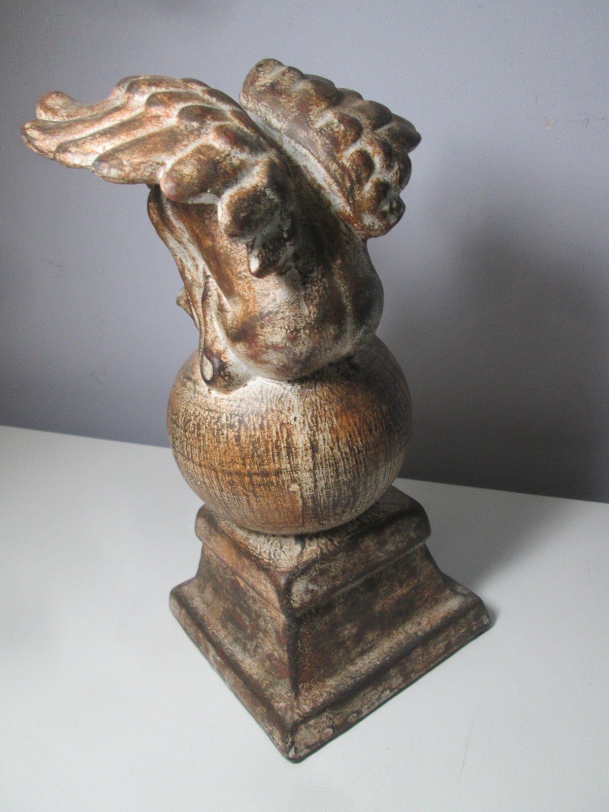 Ceramic Cherub on a Globe inside or outside Décor