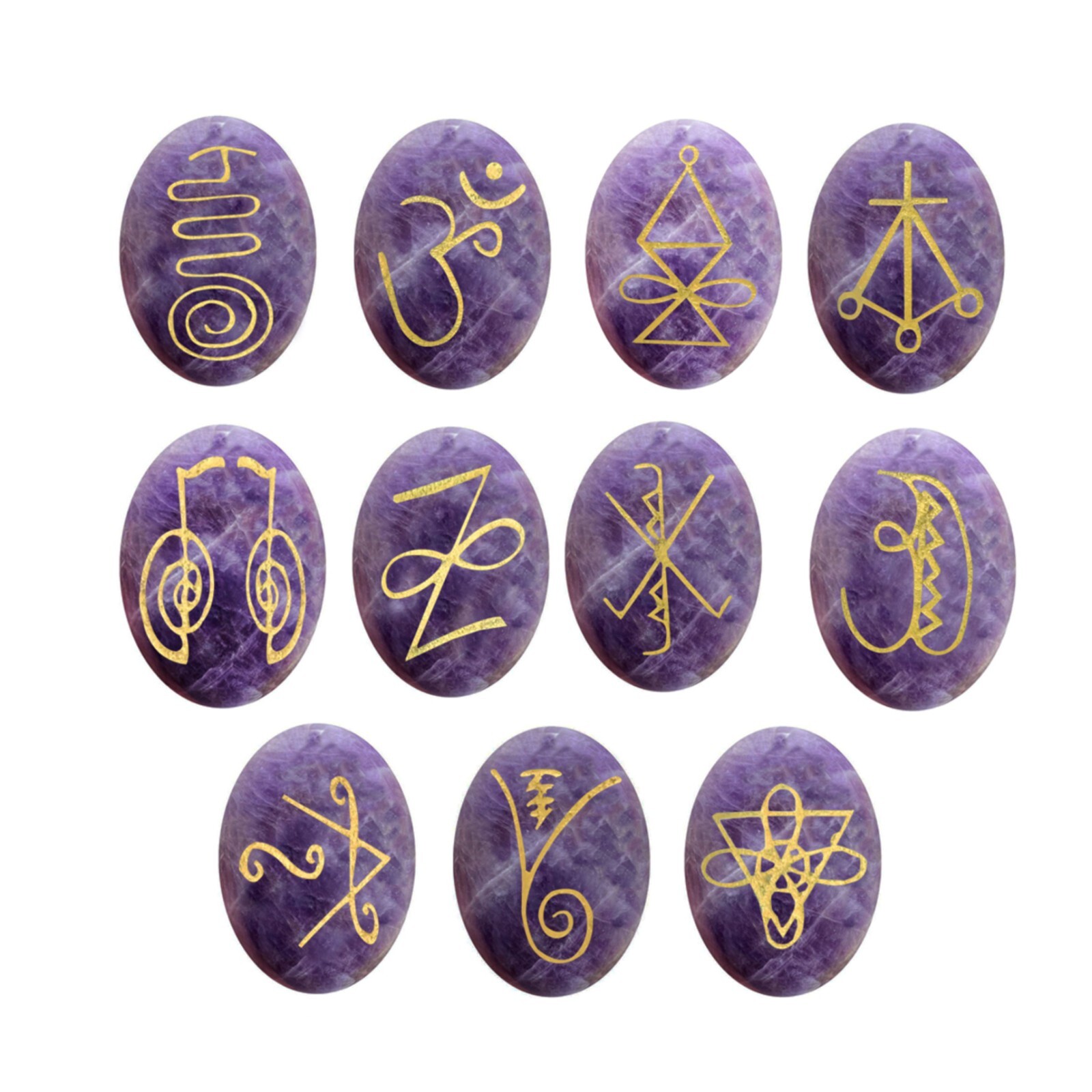 GAGZI 11 Pcs Amethyst Karuna Set Palm Reiki Symbol Crystal Healing