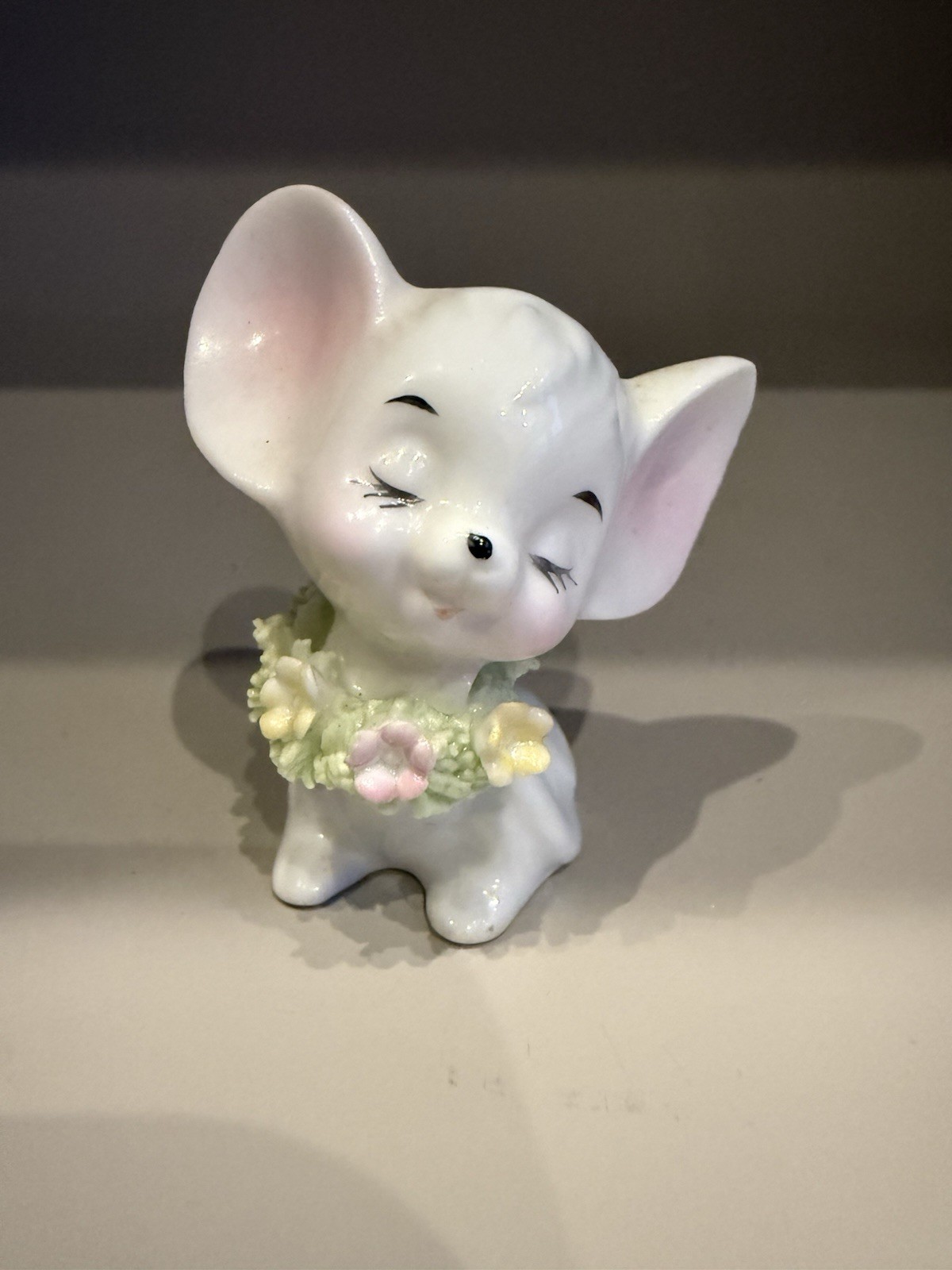 Sweet Vintage Napco Mouse with Flowers 2”