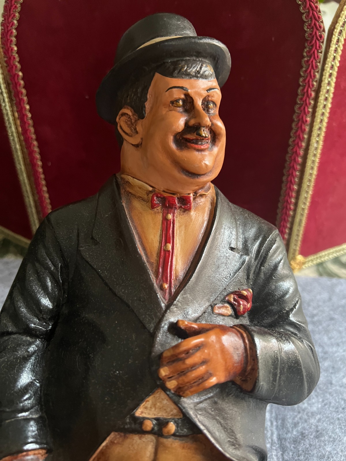 Vintage European Gentleman Figurine Seated Resin Sculpture Hand Painted 15″