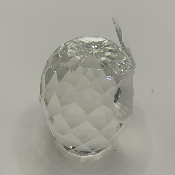Swarovski Silver Crystal Owl Figurine Shiny Clear Crystal Green Eyes Boxed